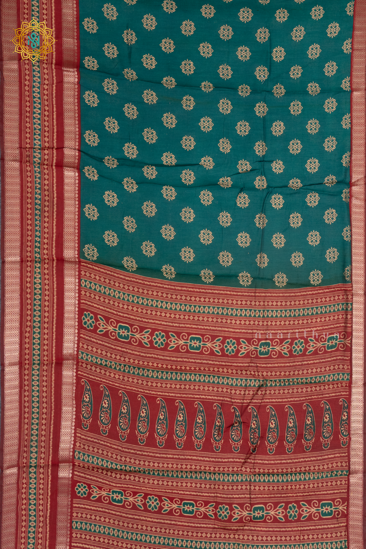 PEACOCK GREEN WITH MAROON - VISCOSE COTTON