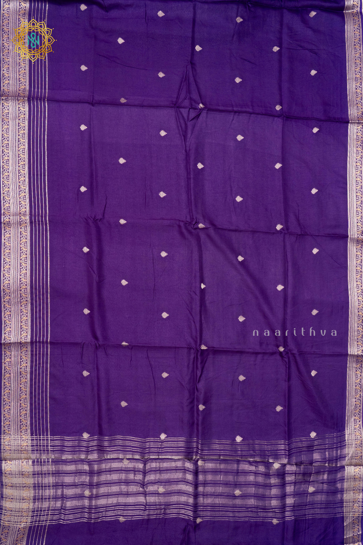 PURPLE WITH YELLOW - SEMI CREPE SILK