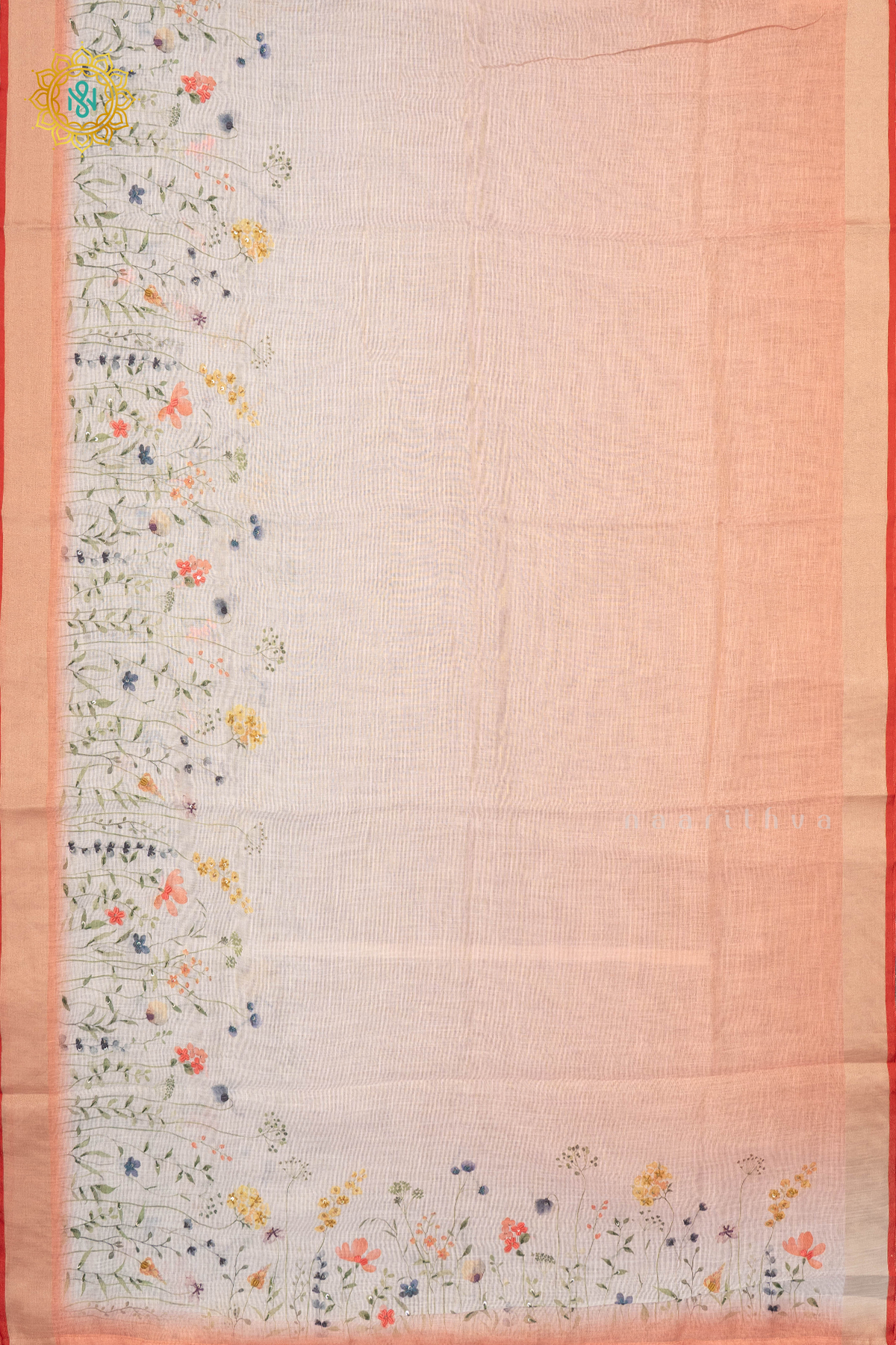 WHITE WITH ORANGE - LINEN TISSUE