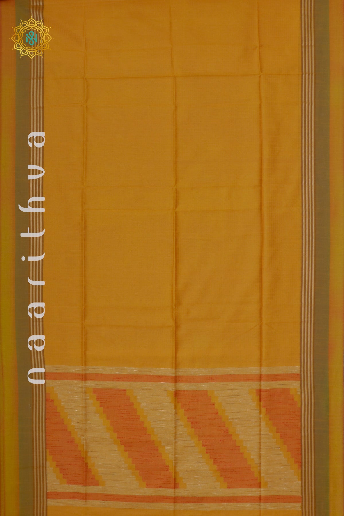 YELLOW WITH ORANGE - SEMI RAW SILK