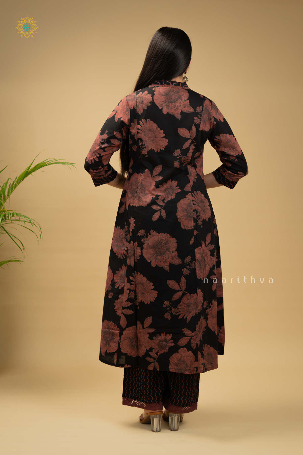 BLACK - COTTON 2PC SALWAR SUIT WITH FLORAL PRINTED TOP & BOTTOM
