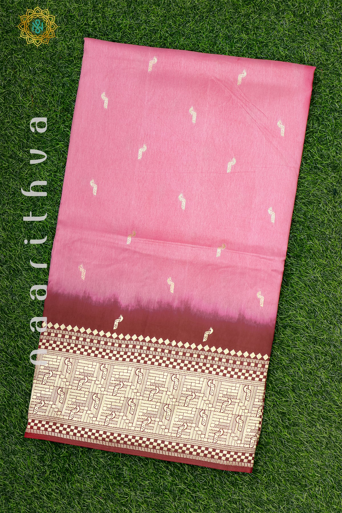 PEACH WITH MAROON - DOLA SILK