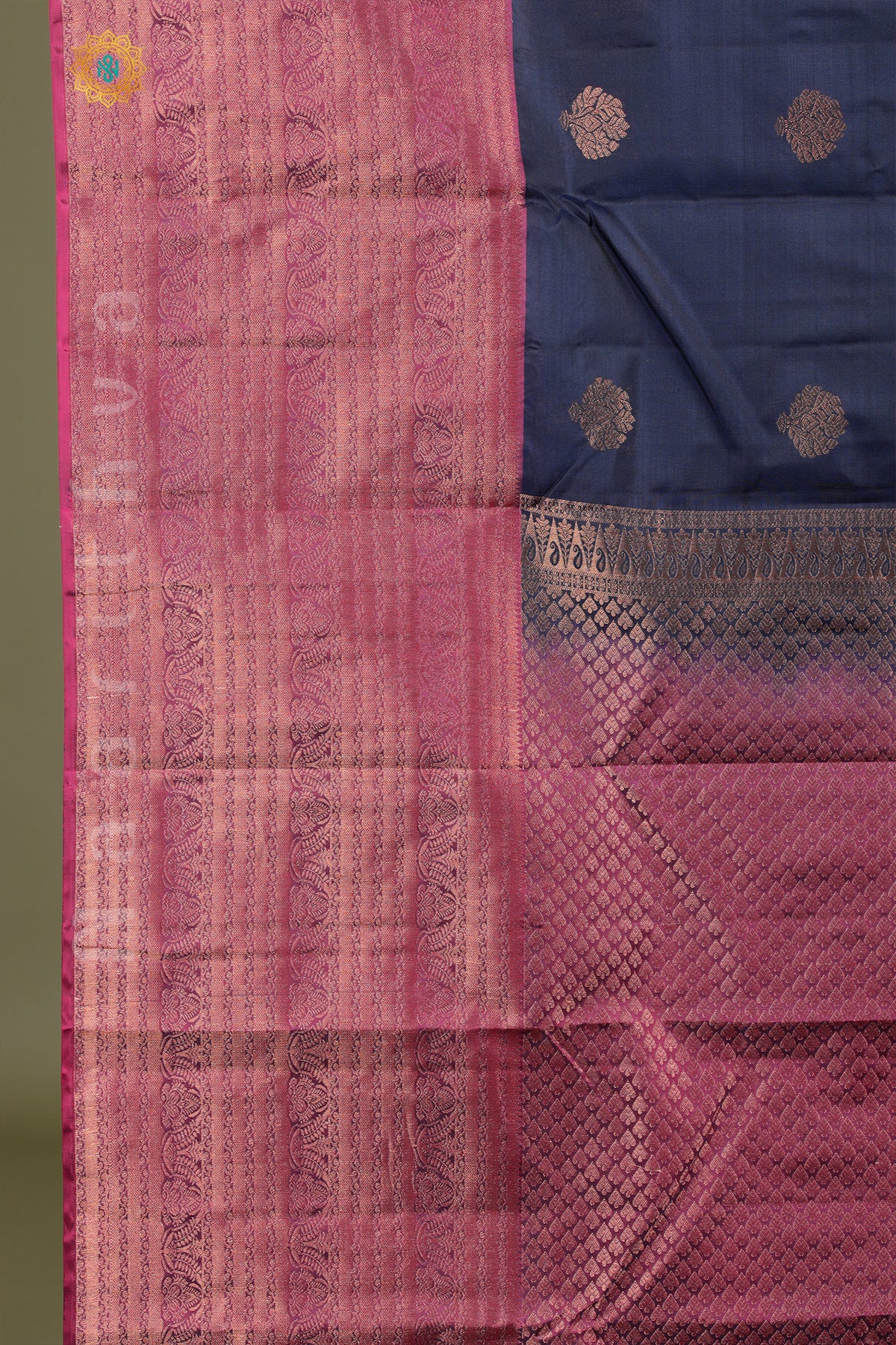 BLUE WITH MAGENTA - KANJIVARAM PURE MIX