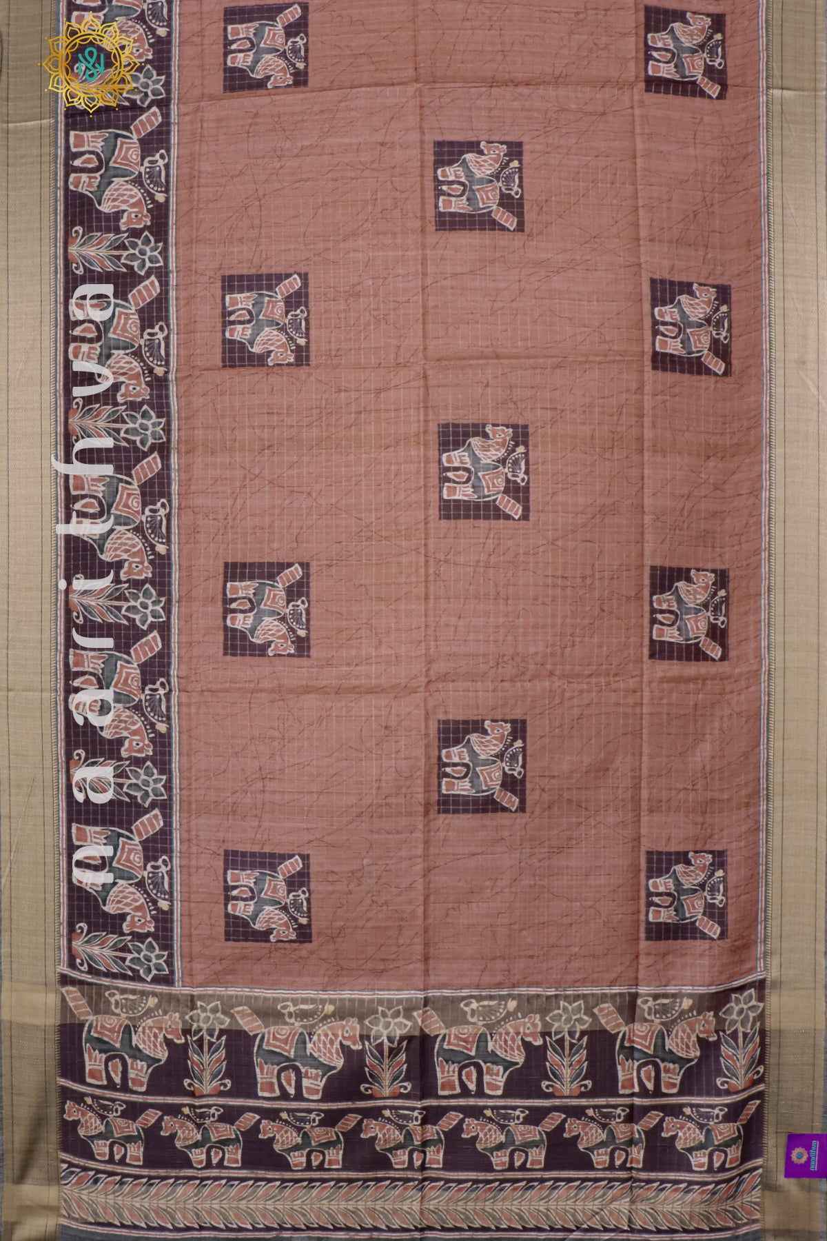 MAROON WITH GREY - SEMI TUSSAR SILK