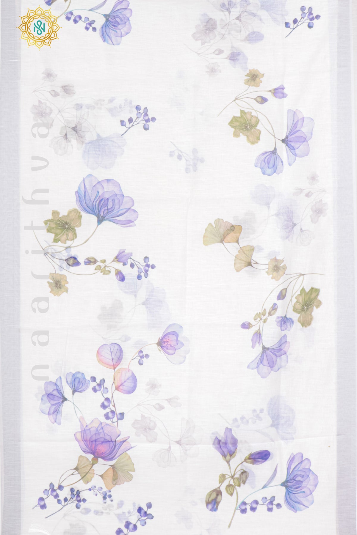 WHITE WITH PURPLE - LINEN BY COTTON