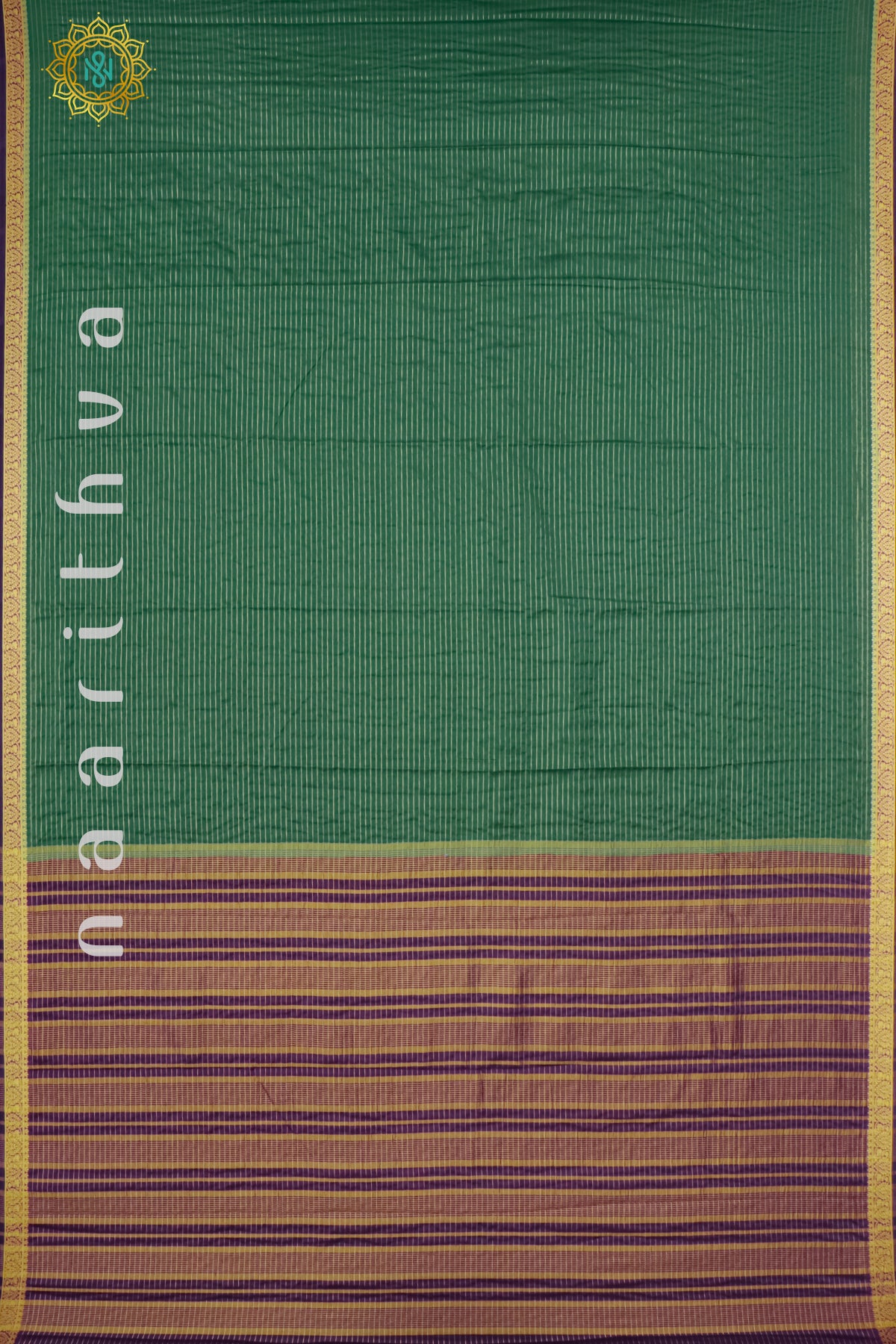 GREEN WITH PURPLE - SEMI MYSORE CREPE SILK