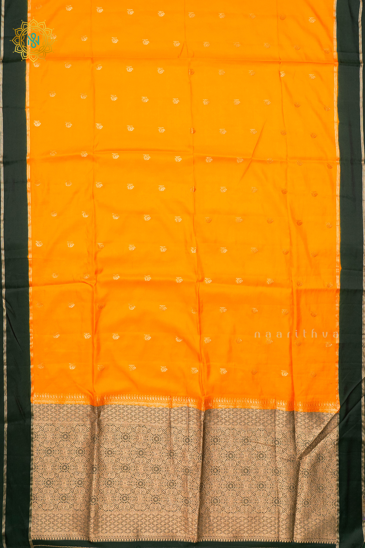 MANGO YELLOW WITH BOTTLE GREEN - SEMI SILK