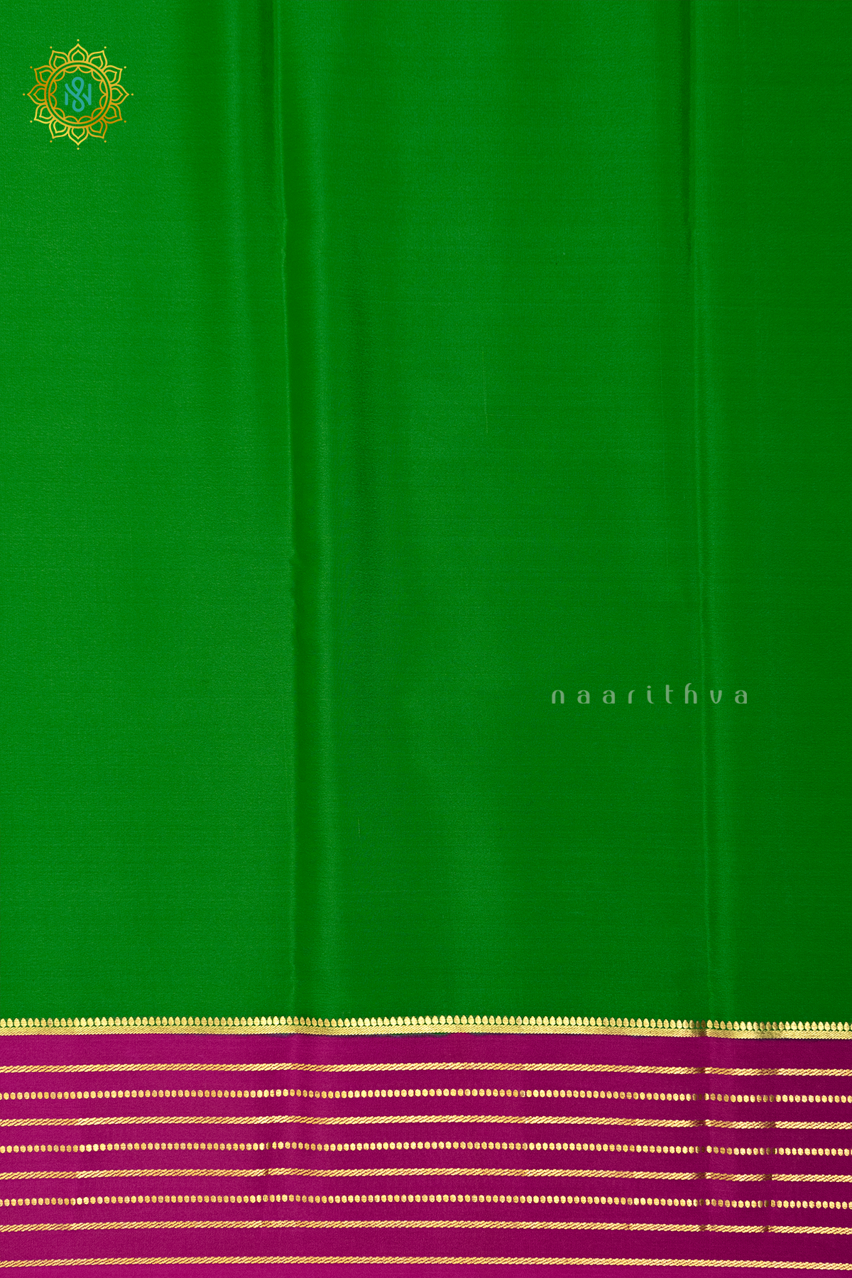 LIGHT GREEN WITH PINK - PURE MYSORE CREPE SILK