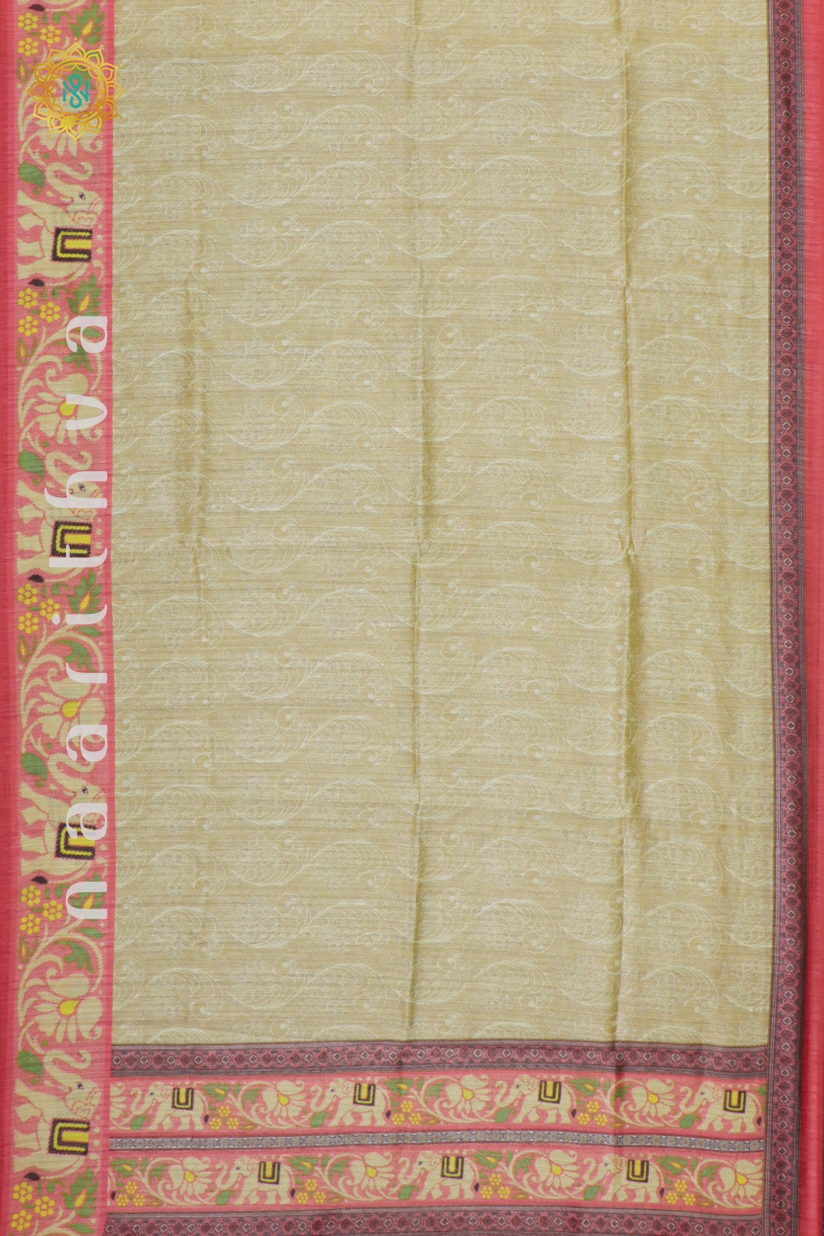 BEIGE WITH RED - JUTE COTTON