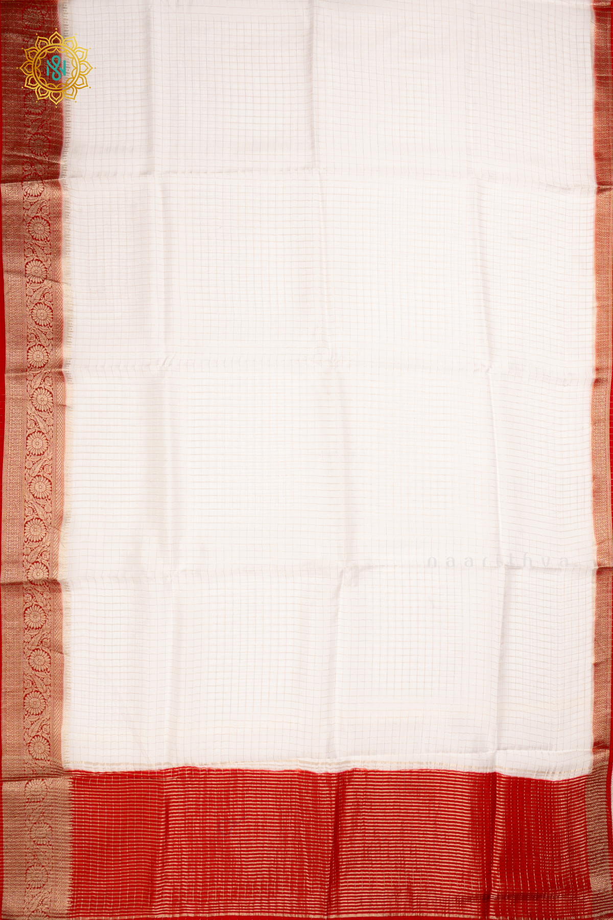 White With Red - Semi Crepe Silk Saree