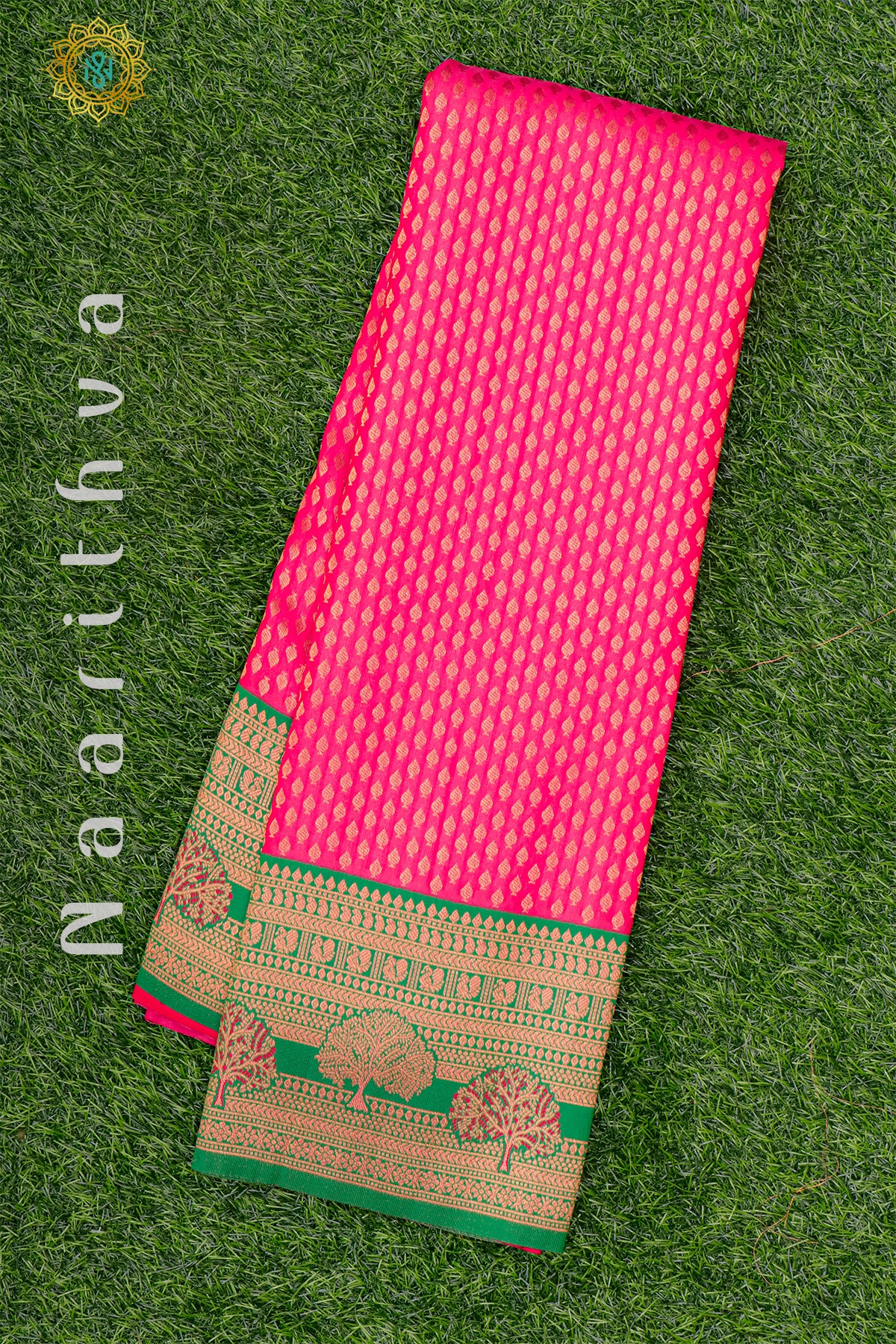 PINK WITH GREEN - SEMI KANCHI