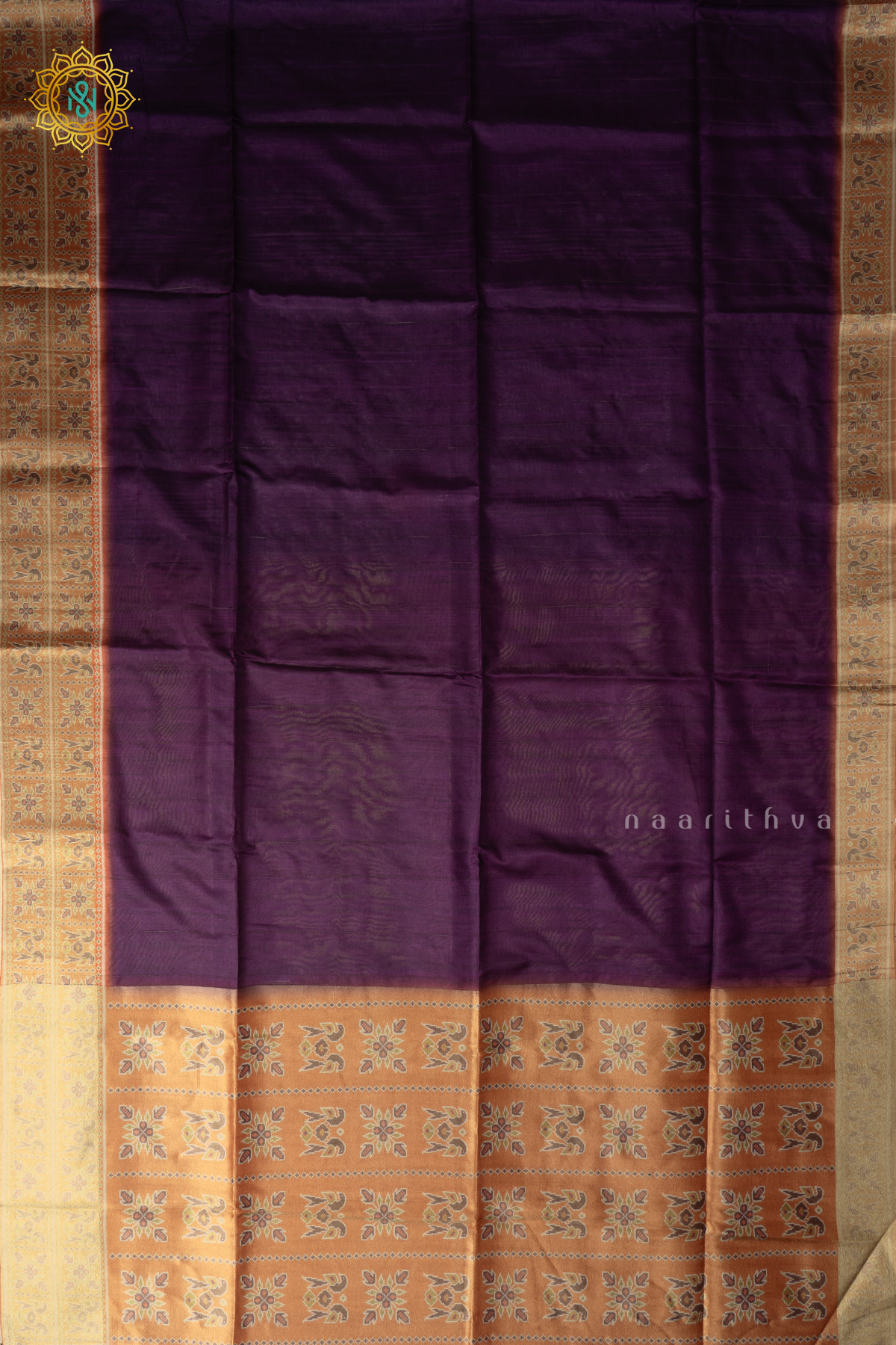 PURPLE WITH ORANGE - SEMI TUSSAR SILK