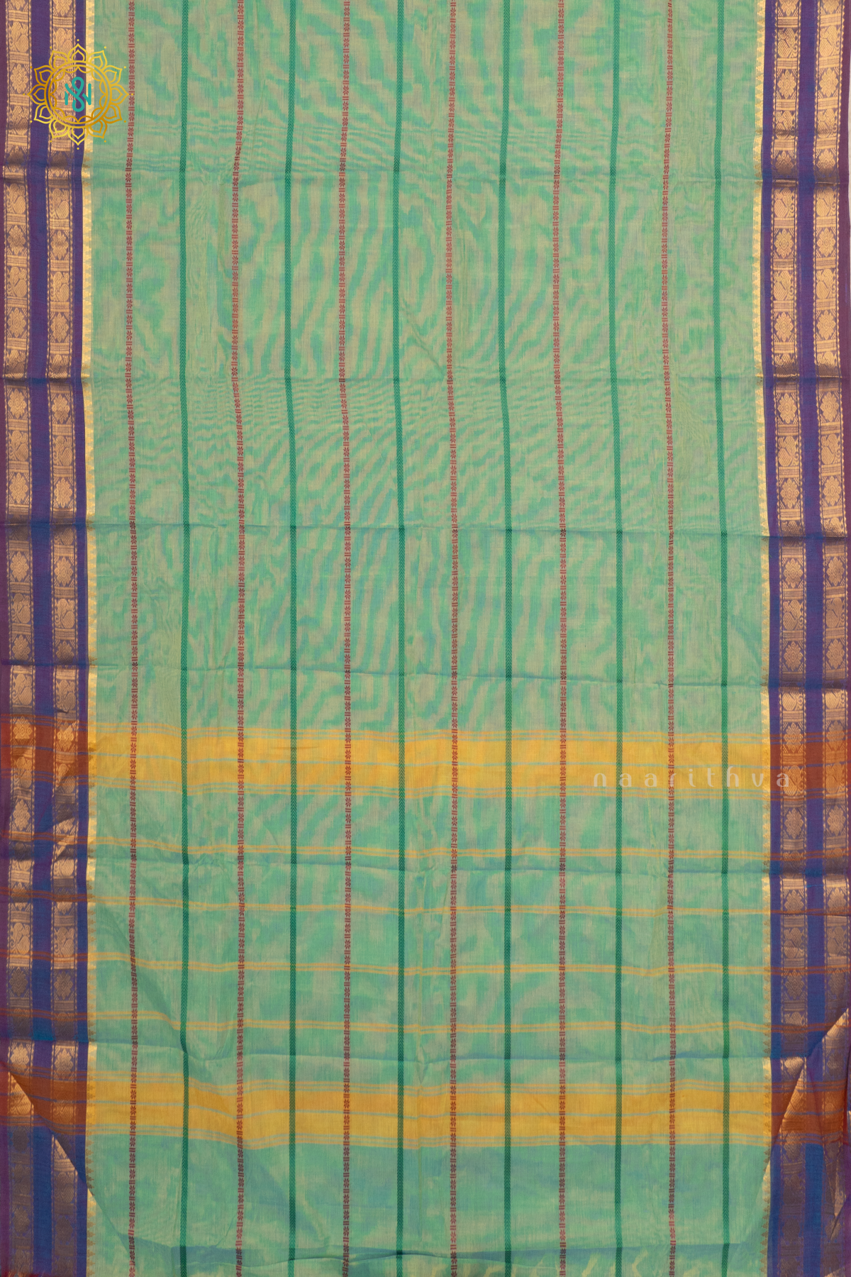 SAGE GREEN WITH BLUE - CHETTINAD COTTON