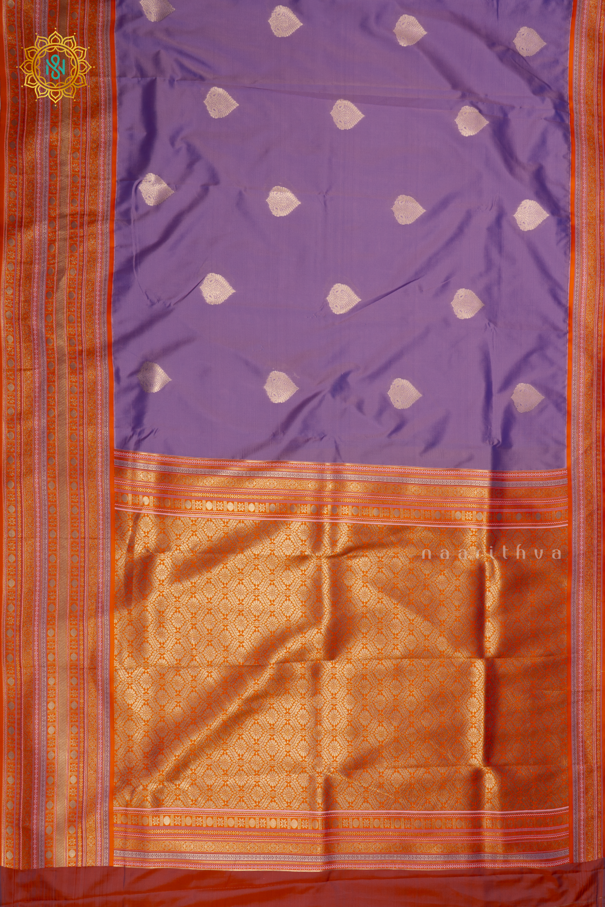 LAVENDER WITH ORANGE - SEMI KANCHI