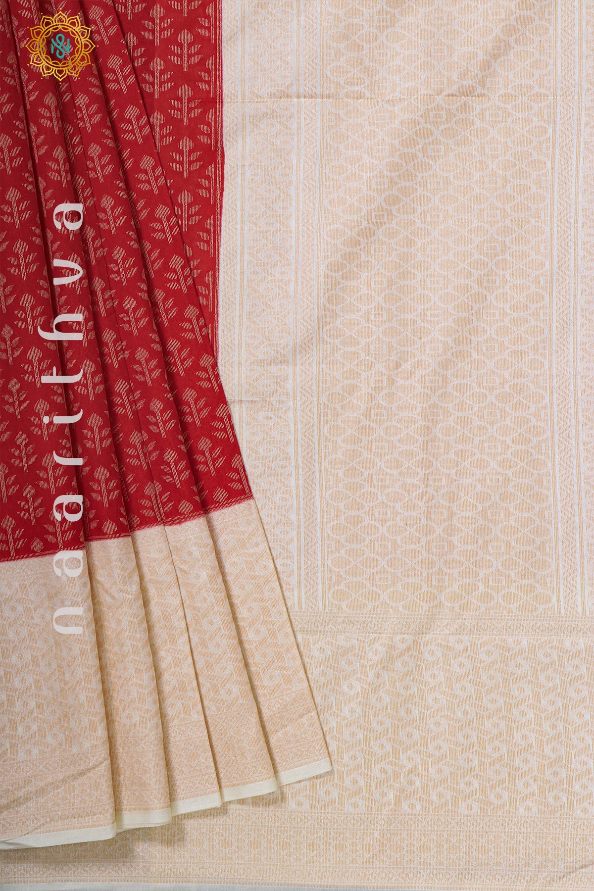 RED WITH OFF WHITE - JUTE COTTON