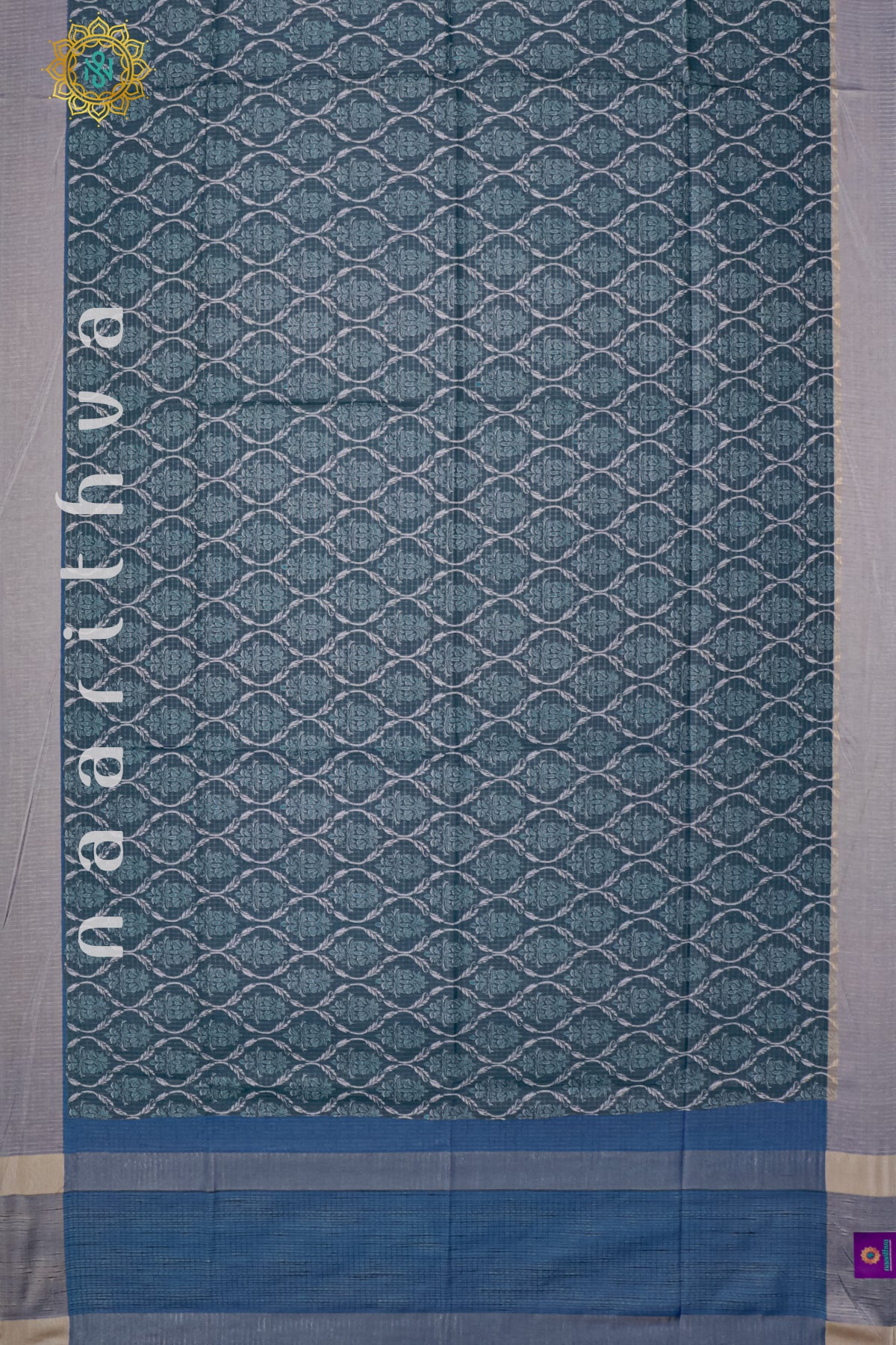 GREY WITH BLUE - SEMI TUSSAR SILK