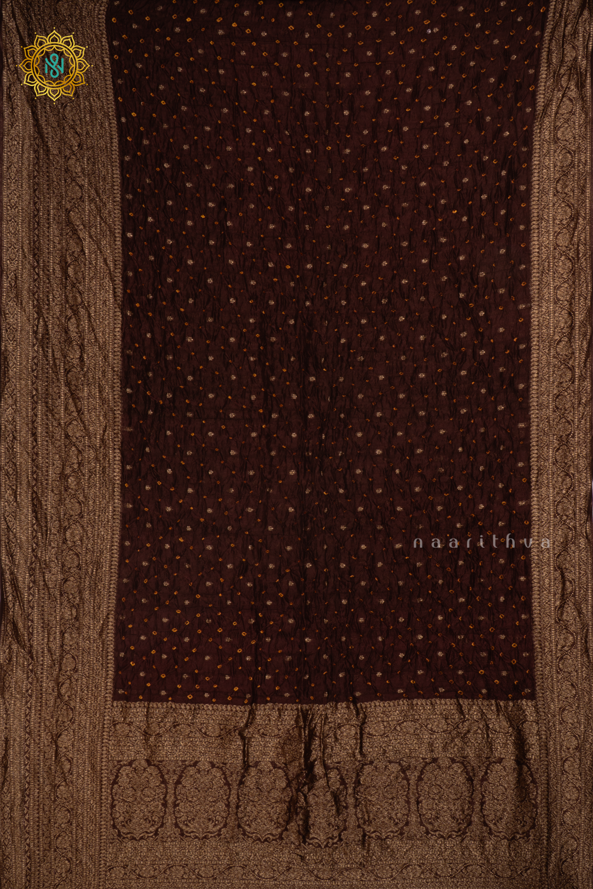 BROWN - SEMI TUSSAR WITH BANDHINI TIE & DYE SAREE