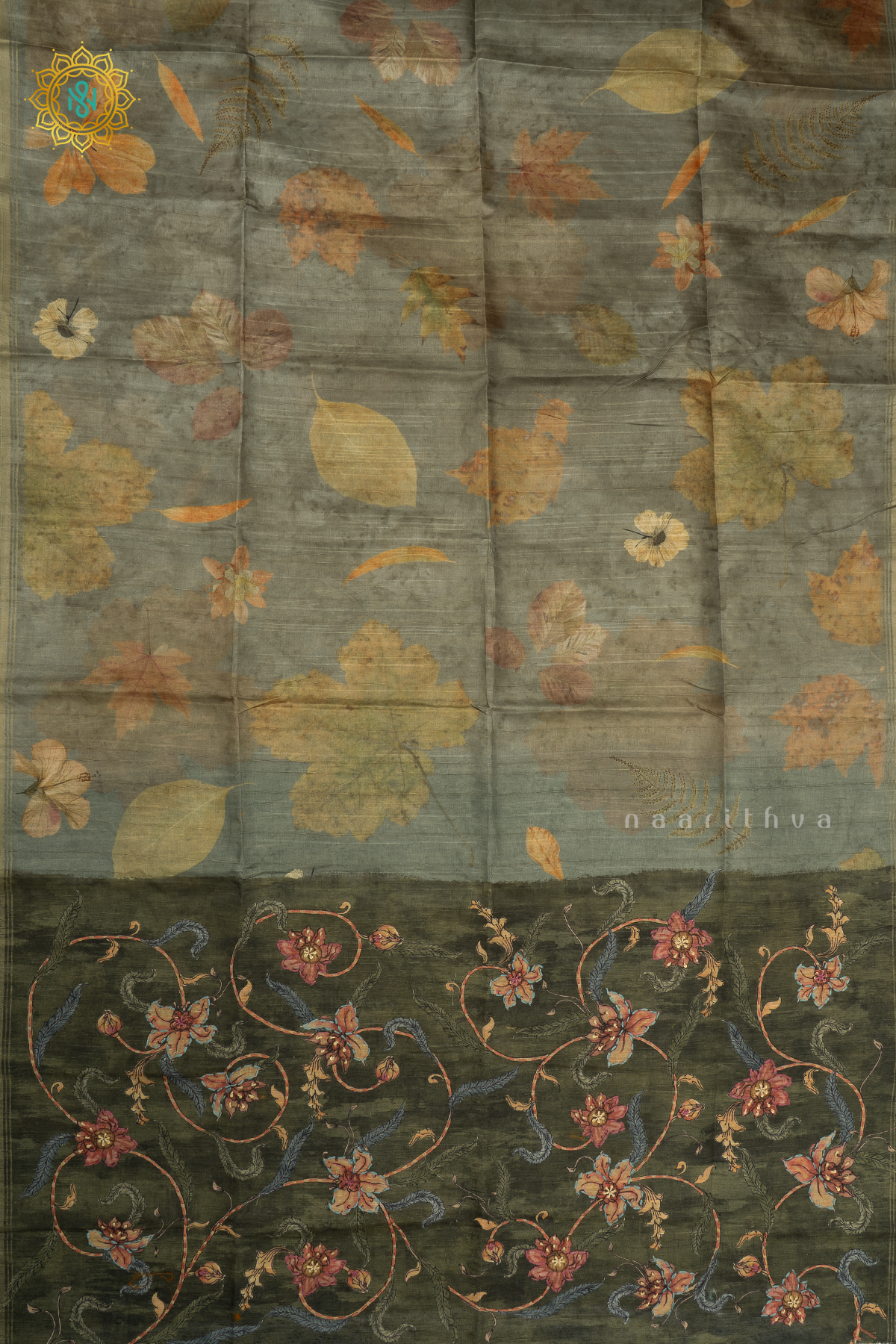 SAGE GREEN WITH BOTTLE GREEN - KOTHA TUSSAR SILK
