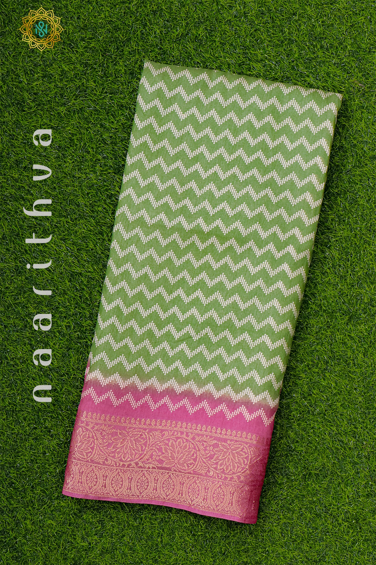 GREEN WITH PINK - DOLA SILK