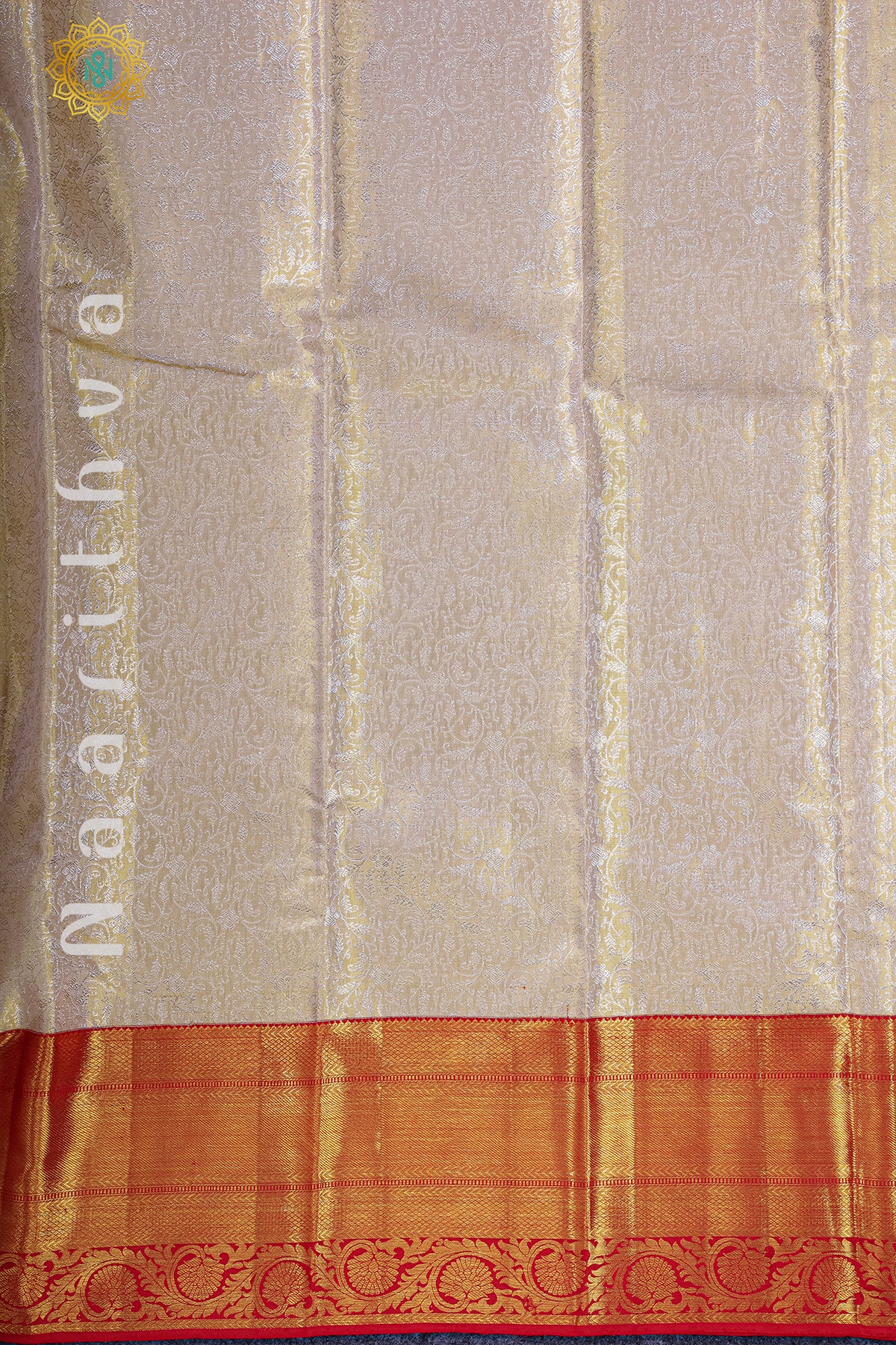 GOLD TISSUE WITH RED - PURE KANJIVARAM SILK