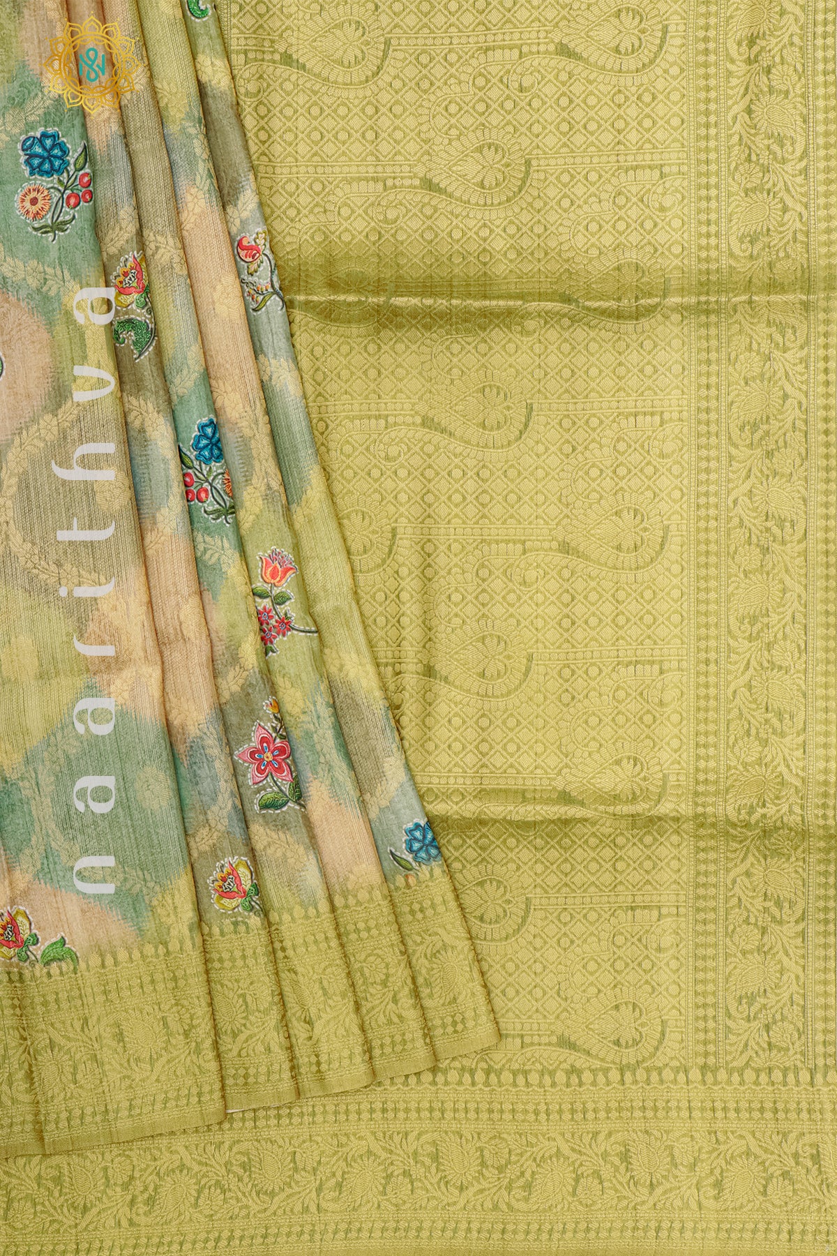 PARROT GREEN - CHANDERI SILK COTTON