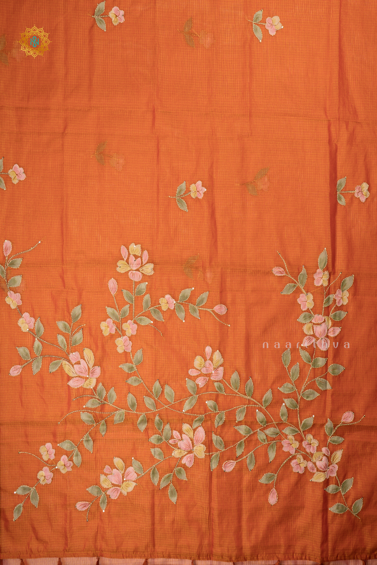 ORANGE - KOTA ORGANZA WITH KATHA WORK