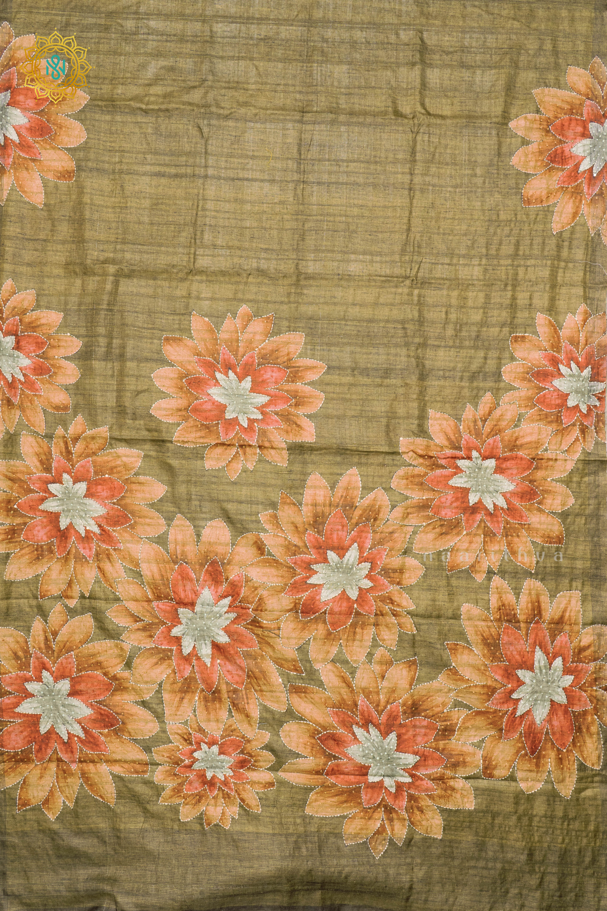 OLIVE GREEN - KOTHA TUSSAR WITH KATHA WORK