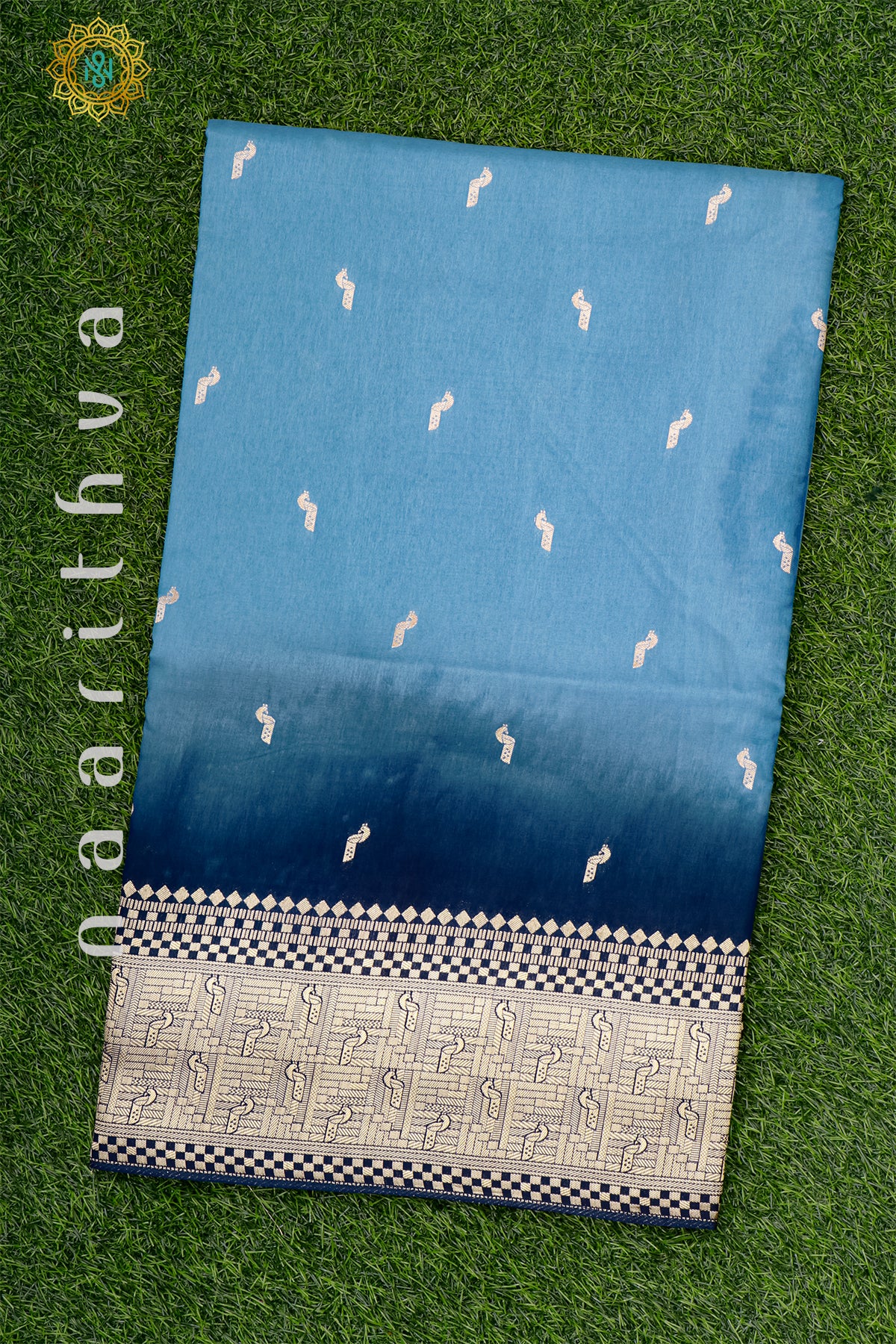 AQUA BLUE WITH TEAL BLUE - DOLA SILK