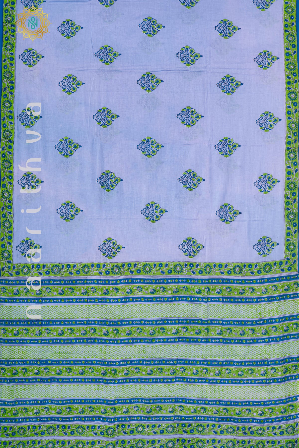 BLUE WITH GREEN - MUL COTTON