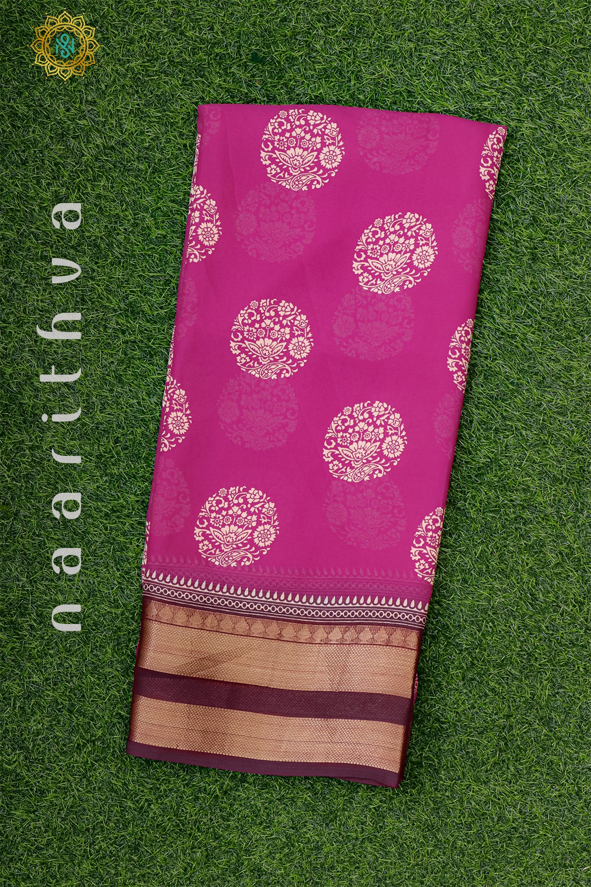 PINK WITH DEEP WINE - SEMI GEORGETTE