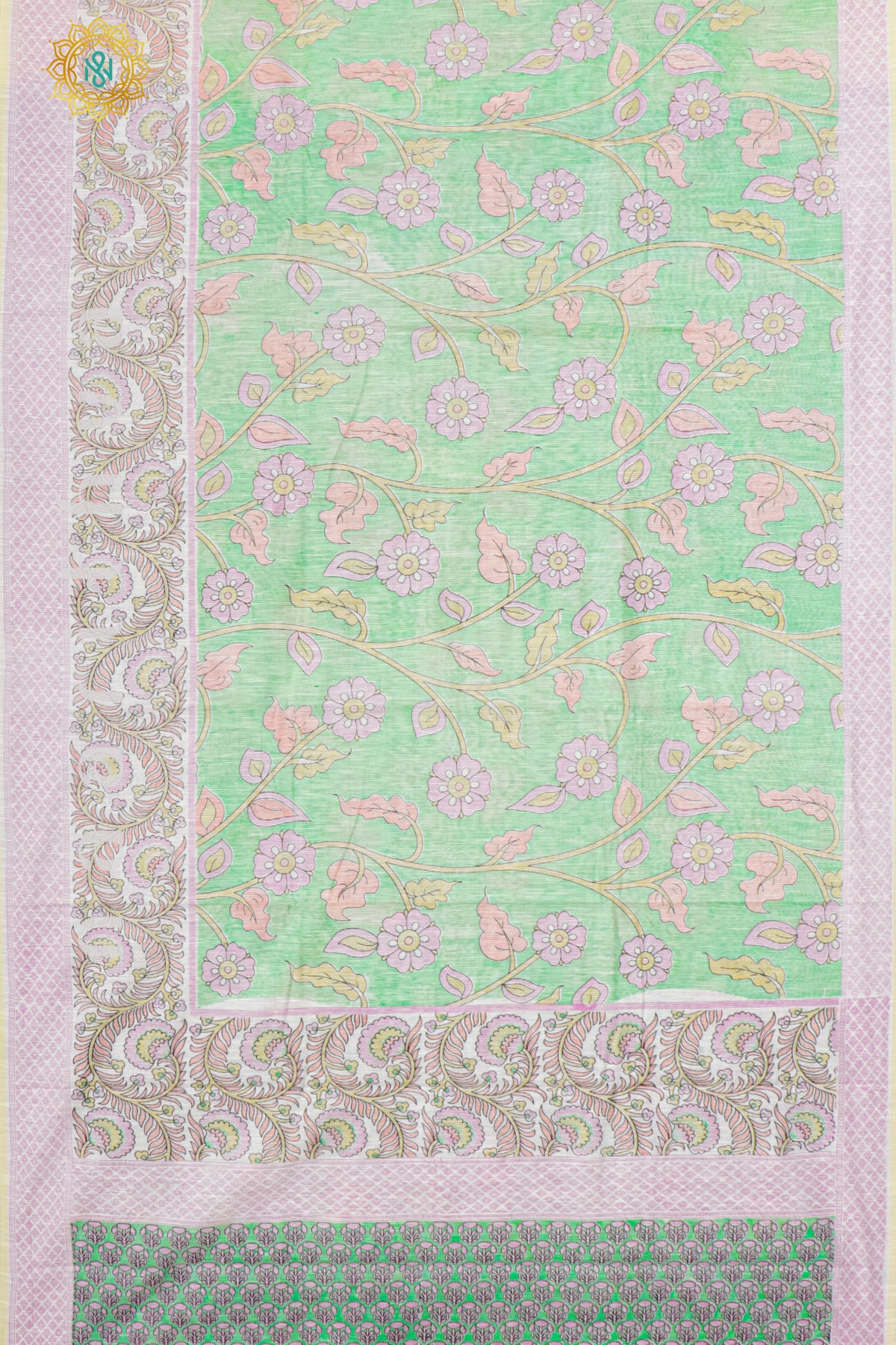 GREEN WITH WHITE - JUTE COTTON