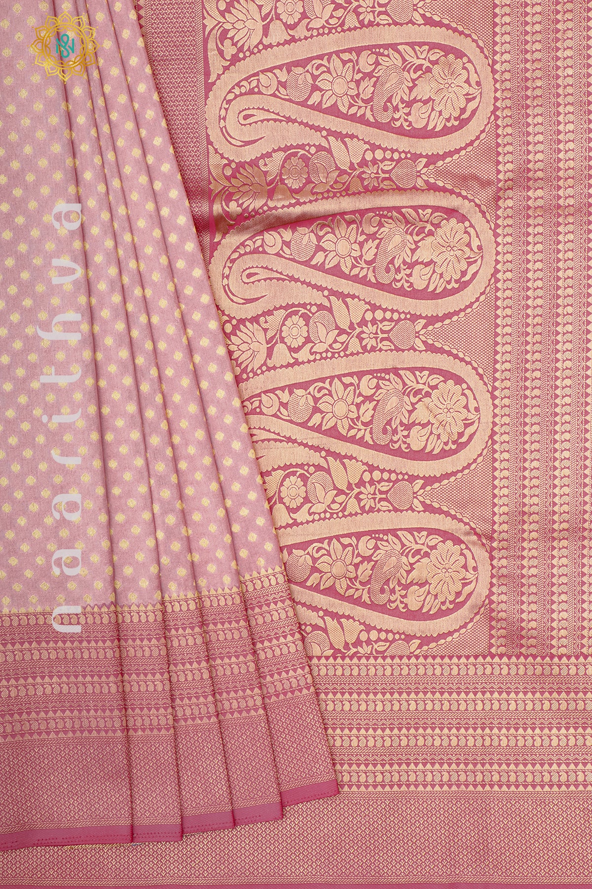 PEACH WITH PINK - SEMI BANARASI GEORGETTE