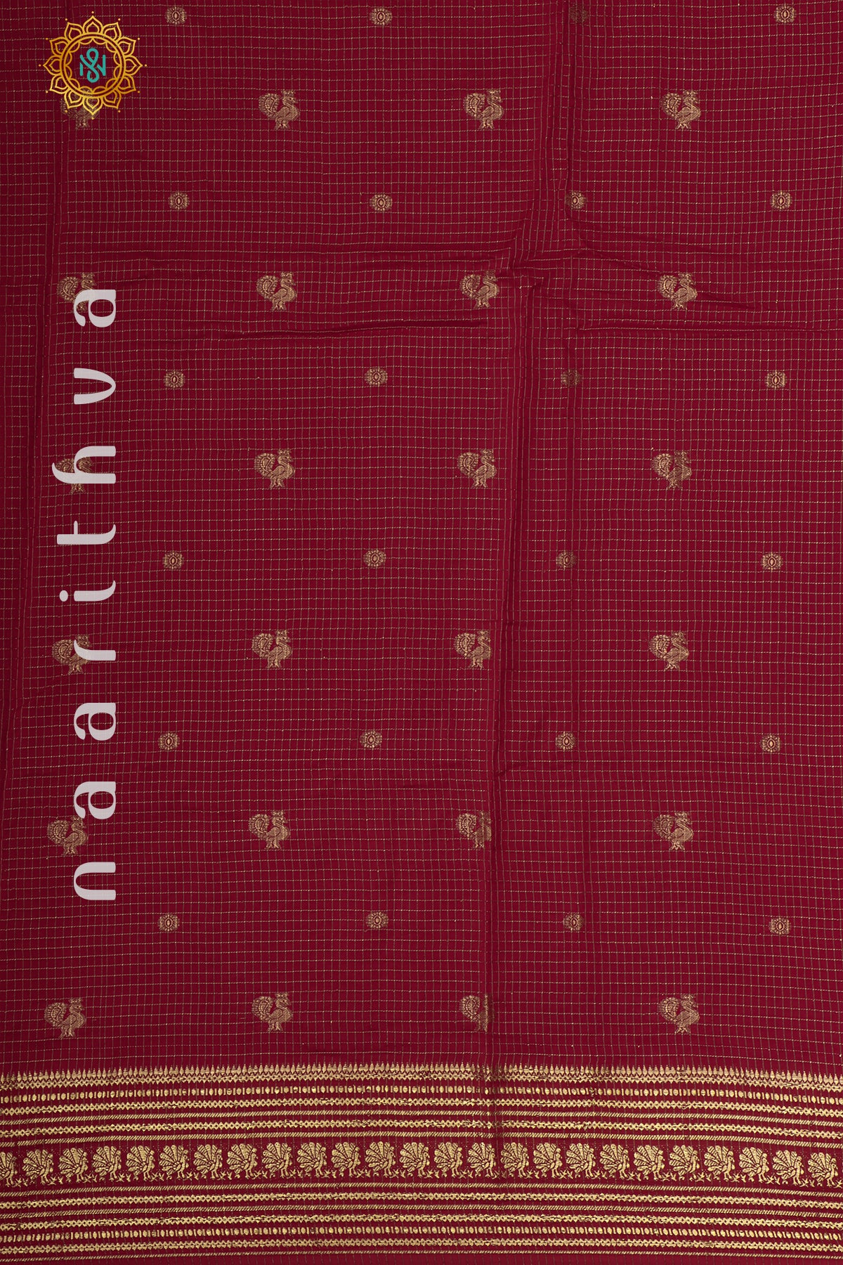 RED WITH BOTTLE GREEN - DOLA SILK