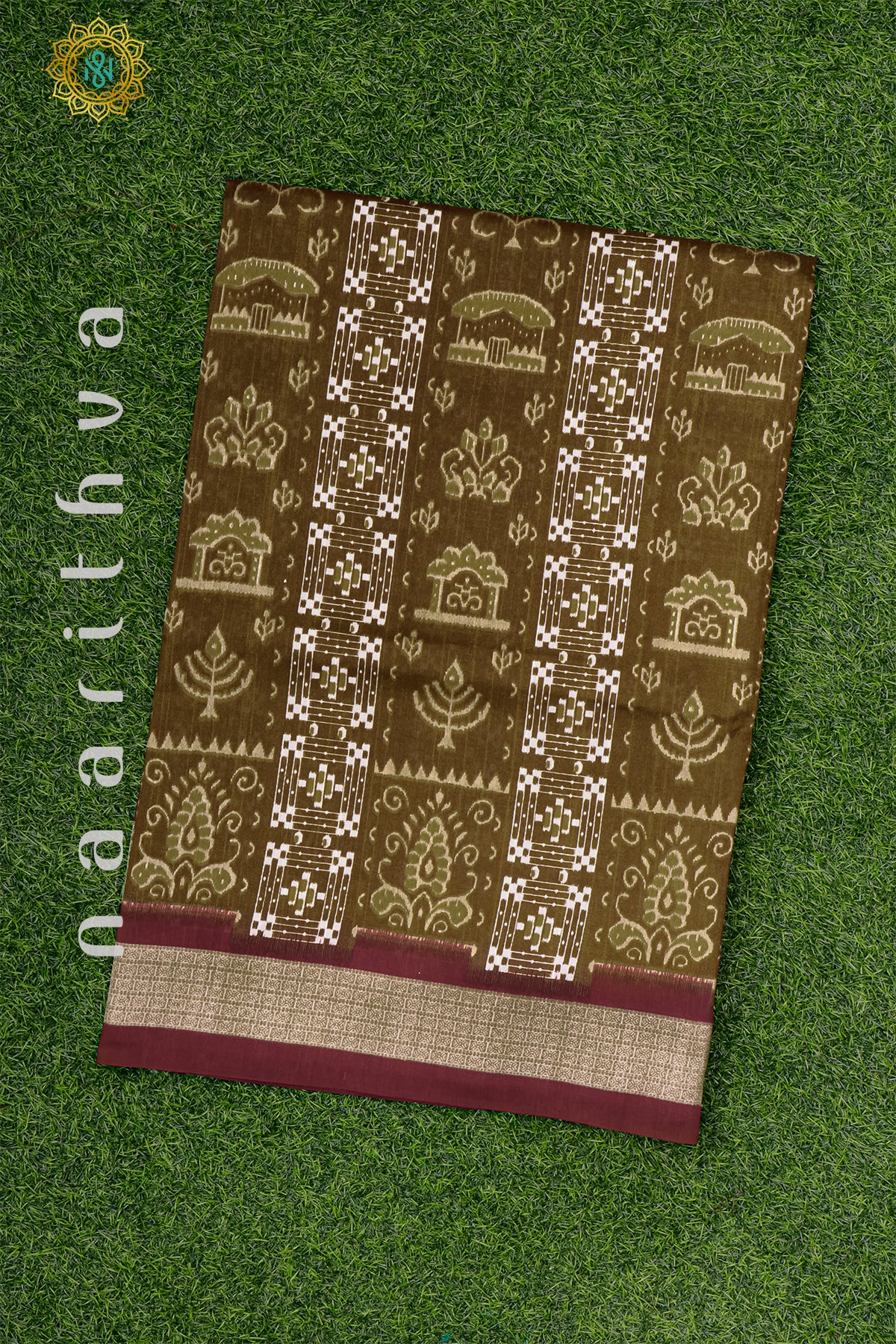 OLIVE GREEN WITH MAROON - KOTHA TUSSAR