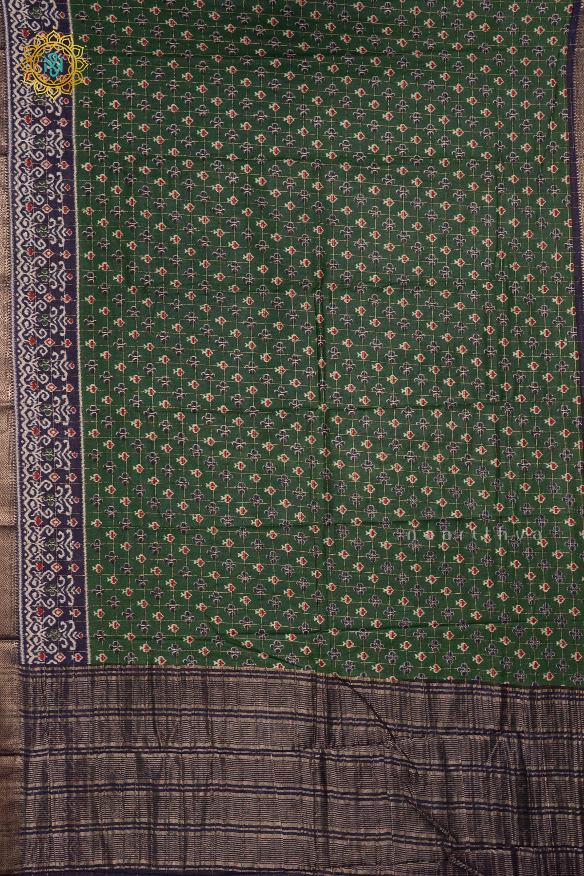 GREEN WITH BLUE - VISCOSE COTTON