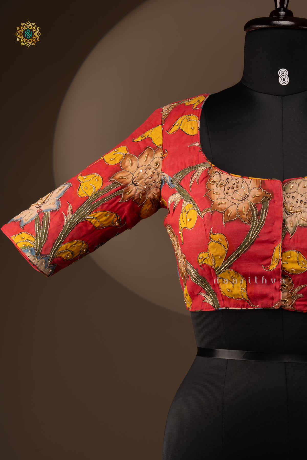 Red - Pure Silk With Hand Painted Pen Kalamkari Readymade Blouse
