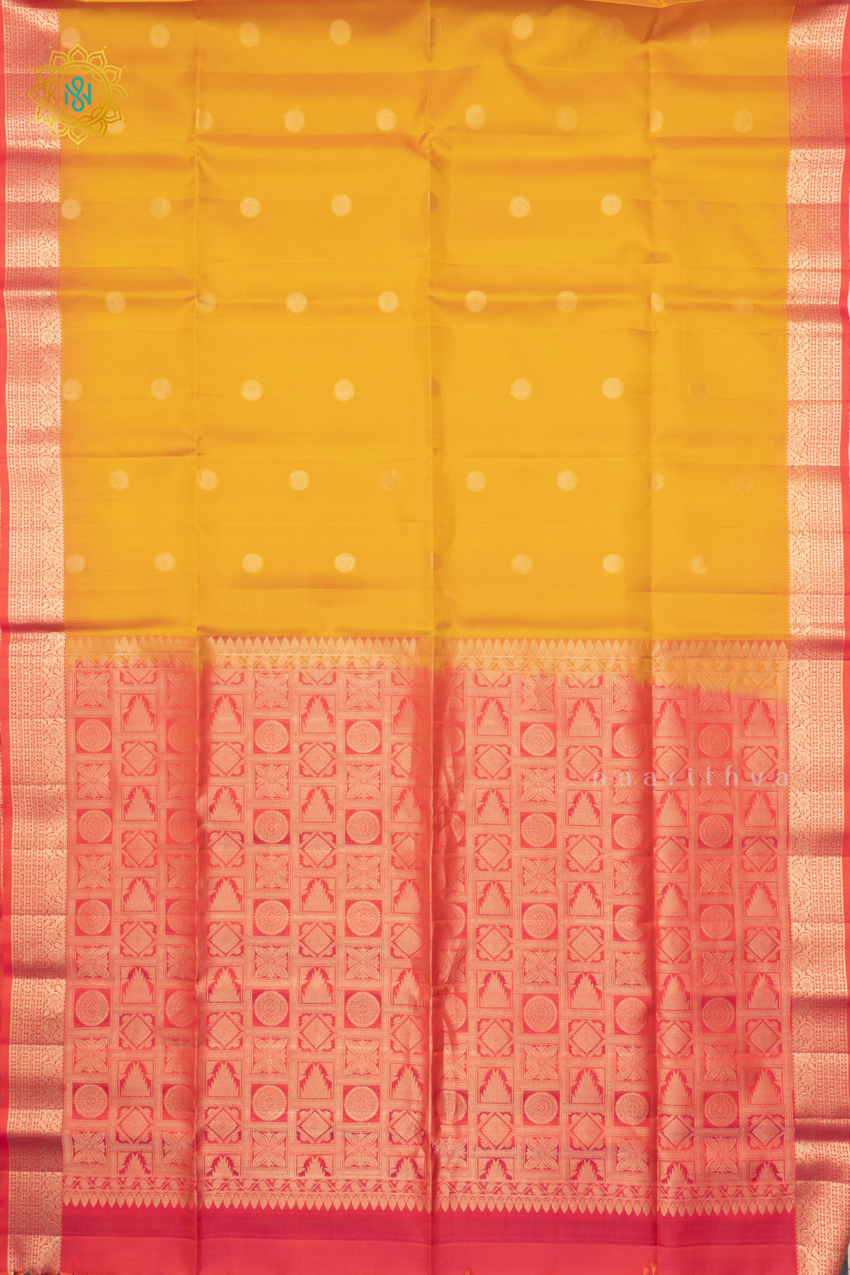 YELLOW WITH PINKISH RED - PURE KANJIVARAM SOFT SILK