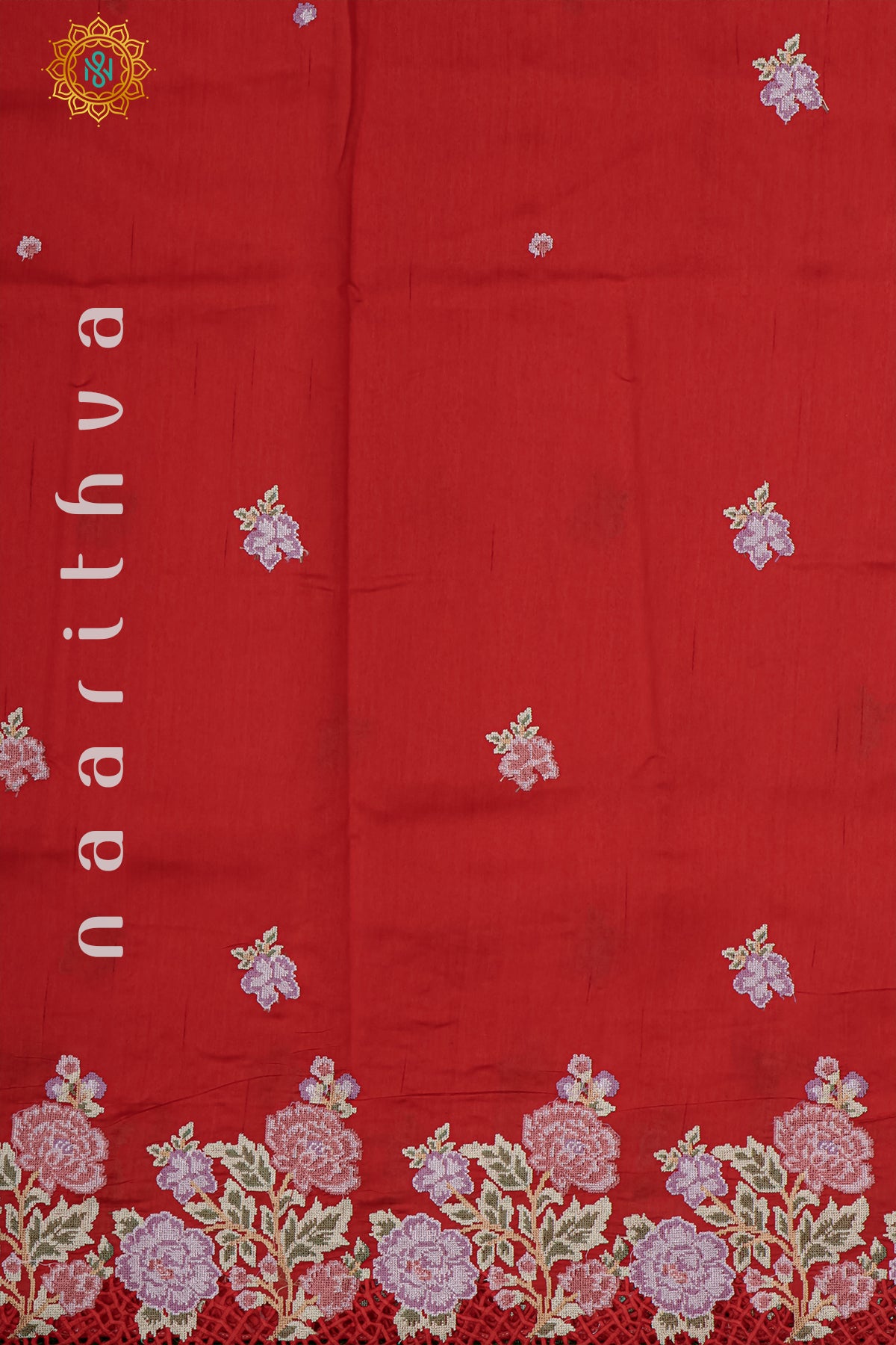 RED - TUSSAR SILK