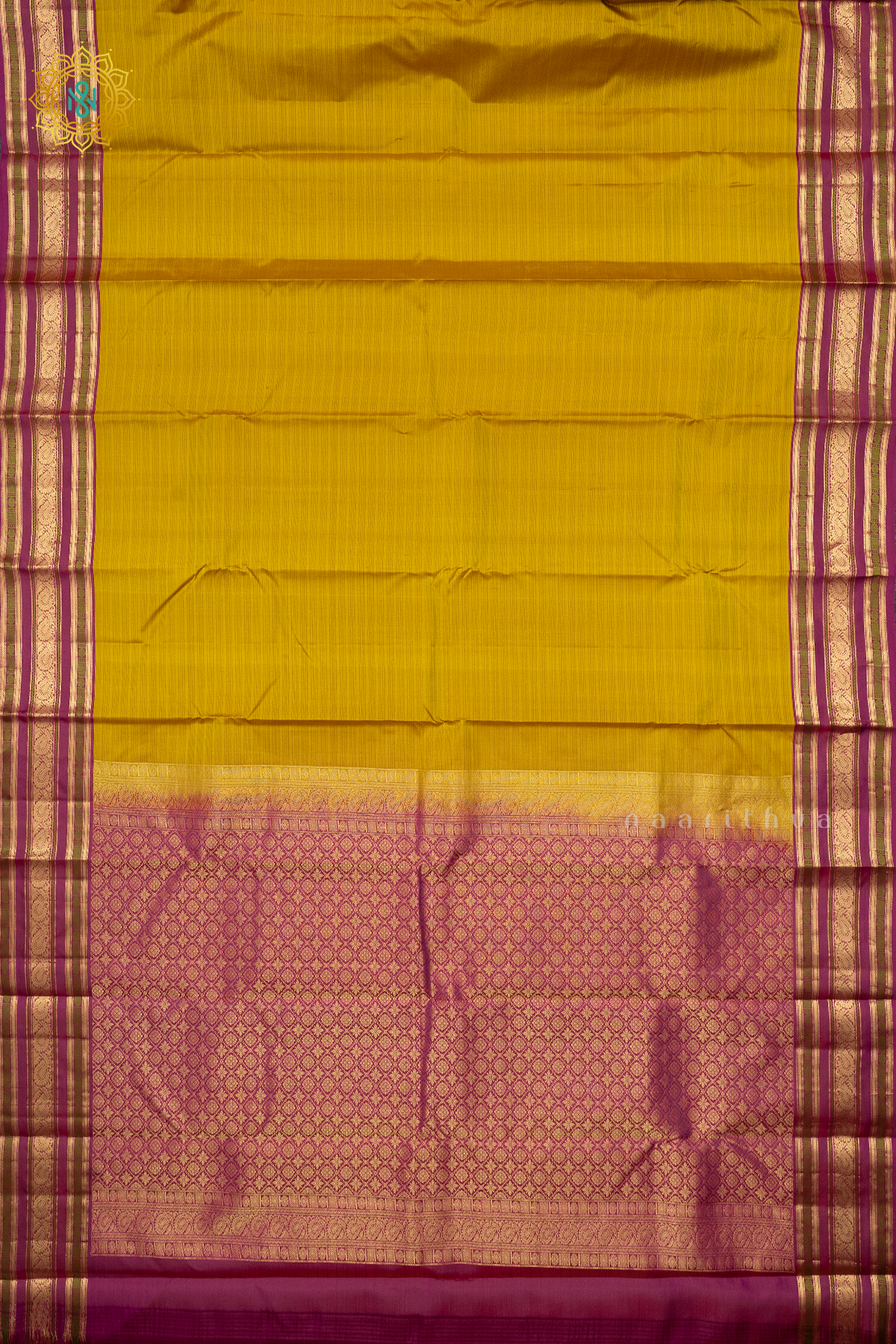 YELLOW WITH WINE - PURE KANJIVARAM SILK