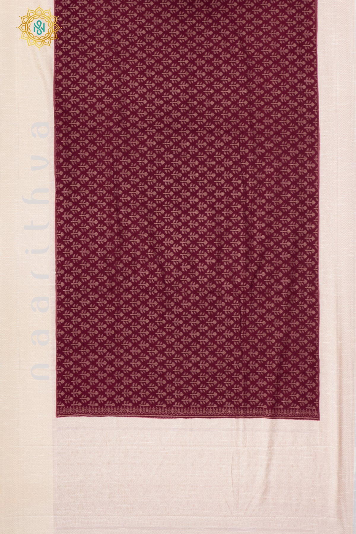 MAROON WITH OFF WHITE - JUTE COTTON