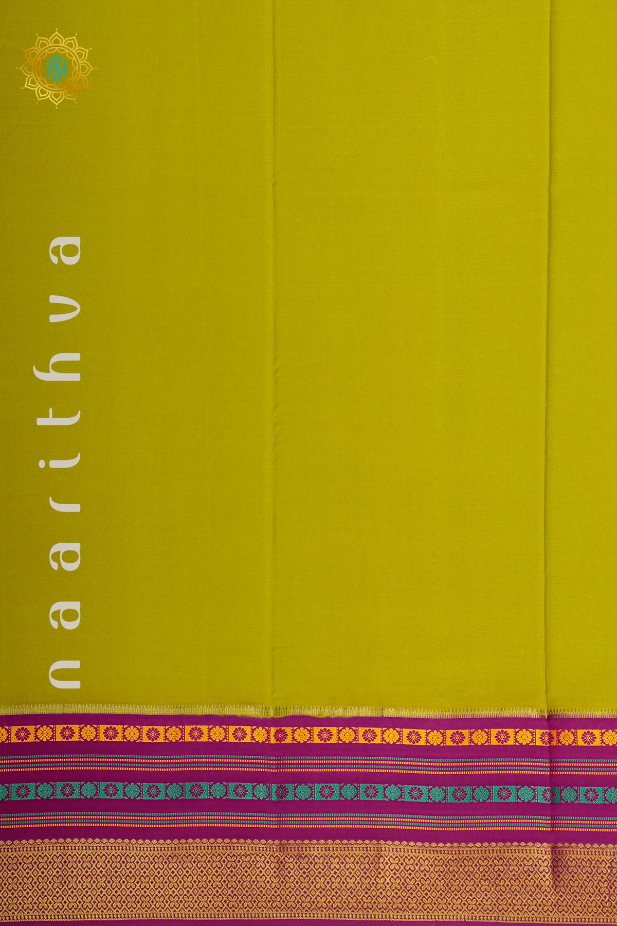 PARROT GREEN WITH PINK - PURE MYSORE CREPE SILK