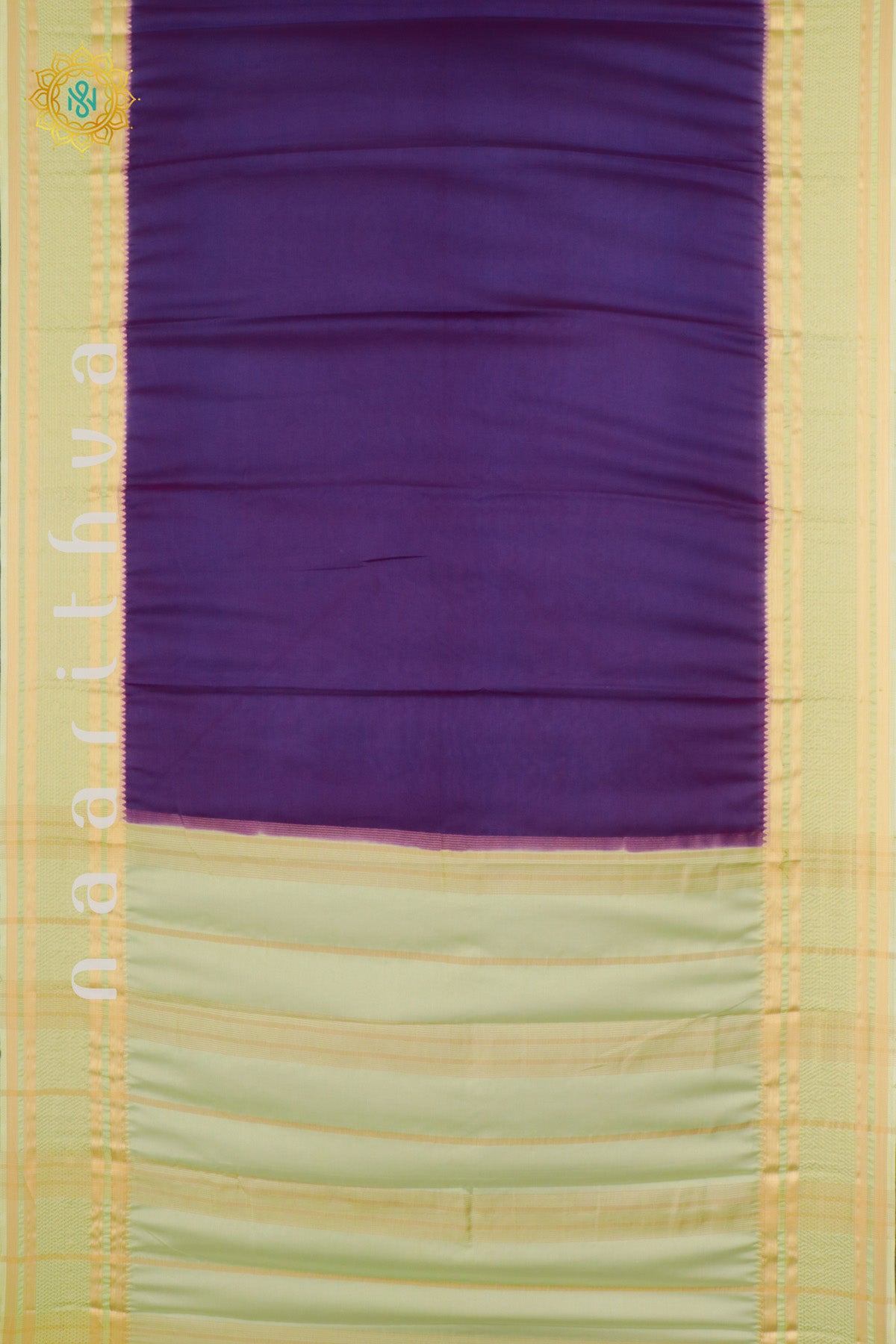 PURPLE WITH PISTA GREEN - SEMI MYSORE CREPE SILK