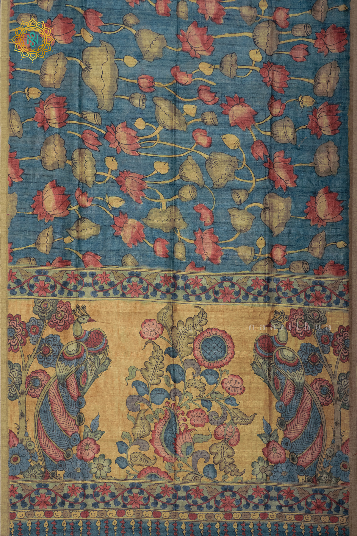 BLUE WITH OLIVE GREEN - SEMI GICHA TUSSAR