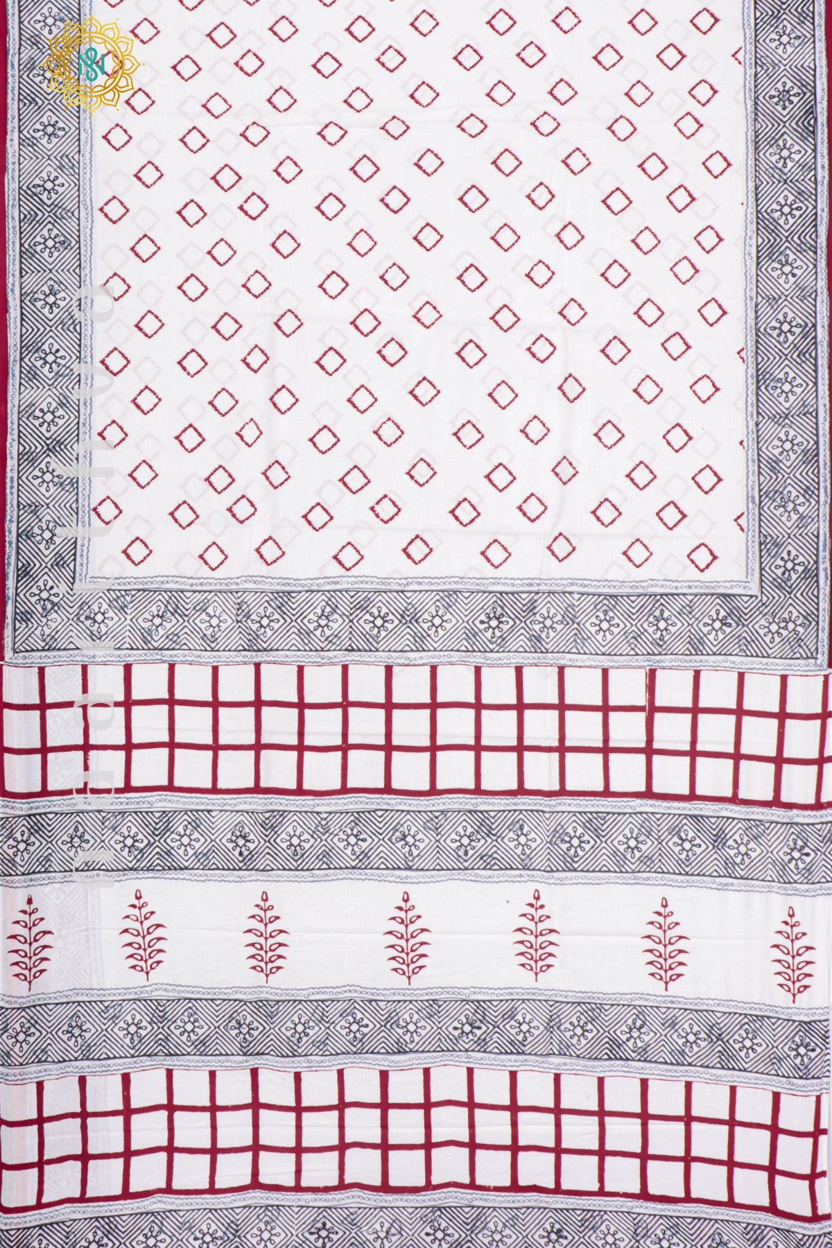 WHITE WITH RED - MUL COTTON