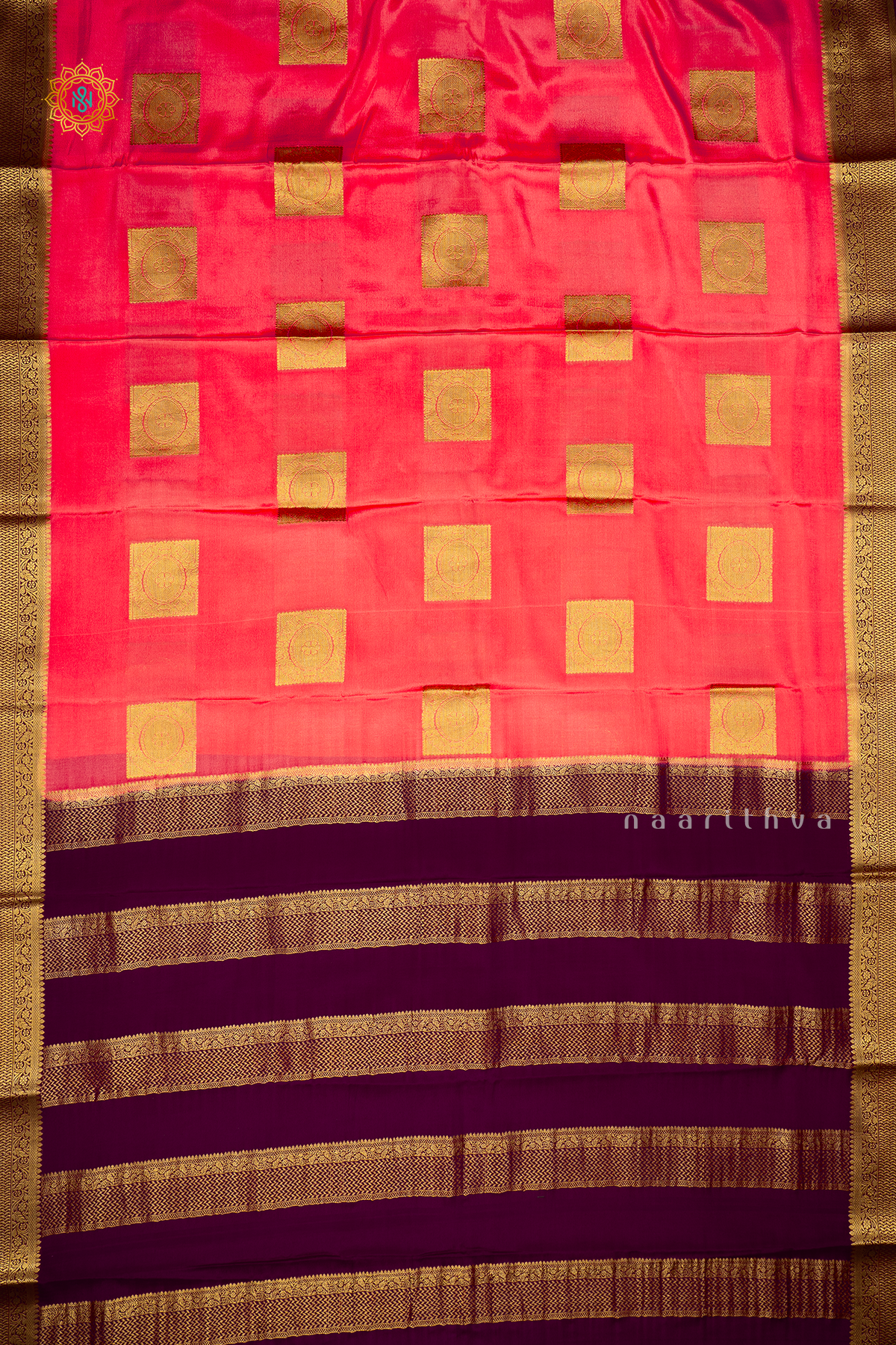 PEACH WITH WINE - PURE MYSORE CREPE SILK