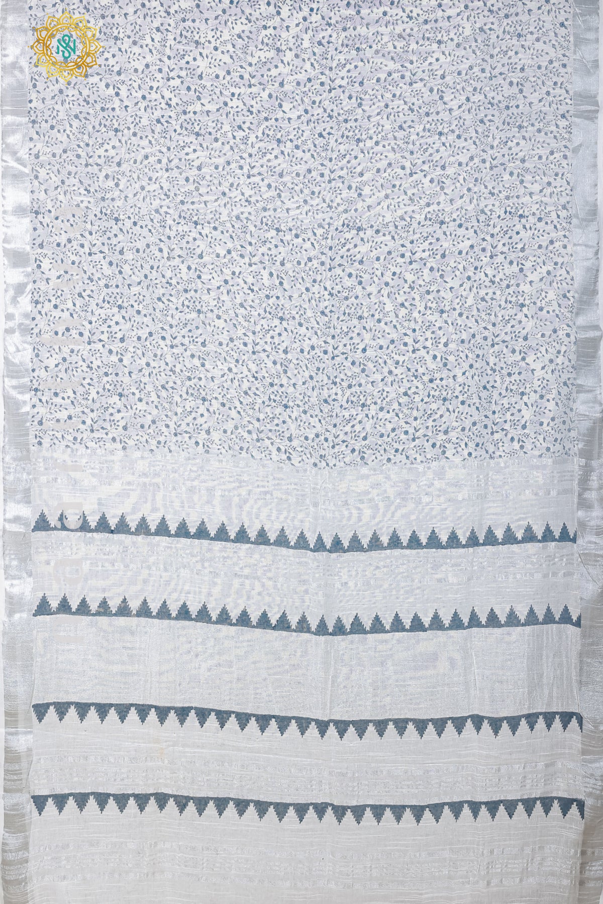 WHITE WITH BLUE - LINEN BY COTTON