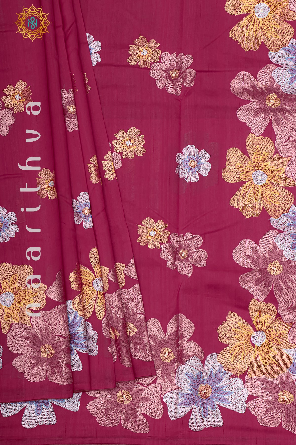 PINK - SEMI TUSSAR SILK WITH EMBROIDER