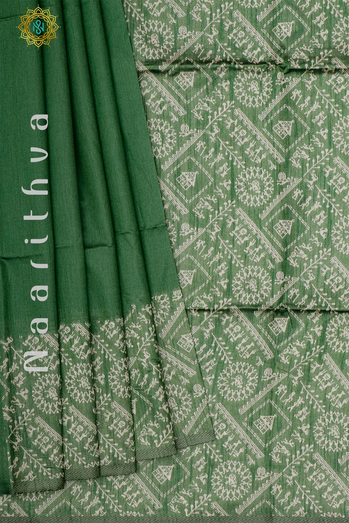 BOTTLE GREEN - POLY SILK COTTON