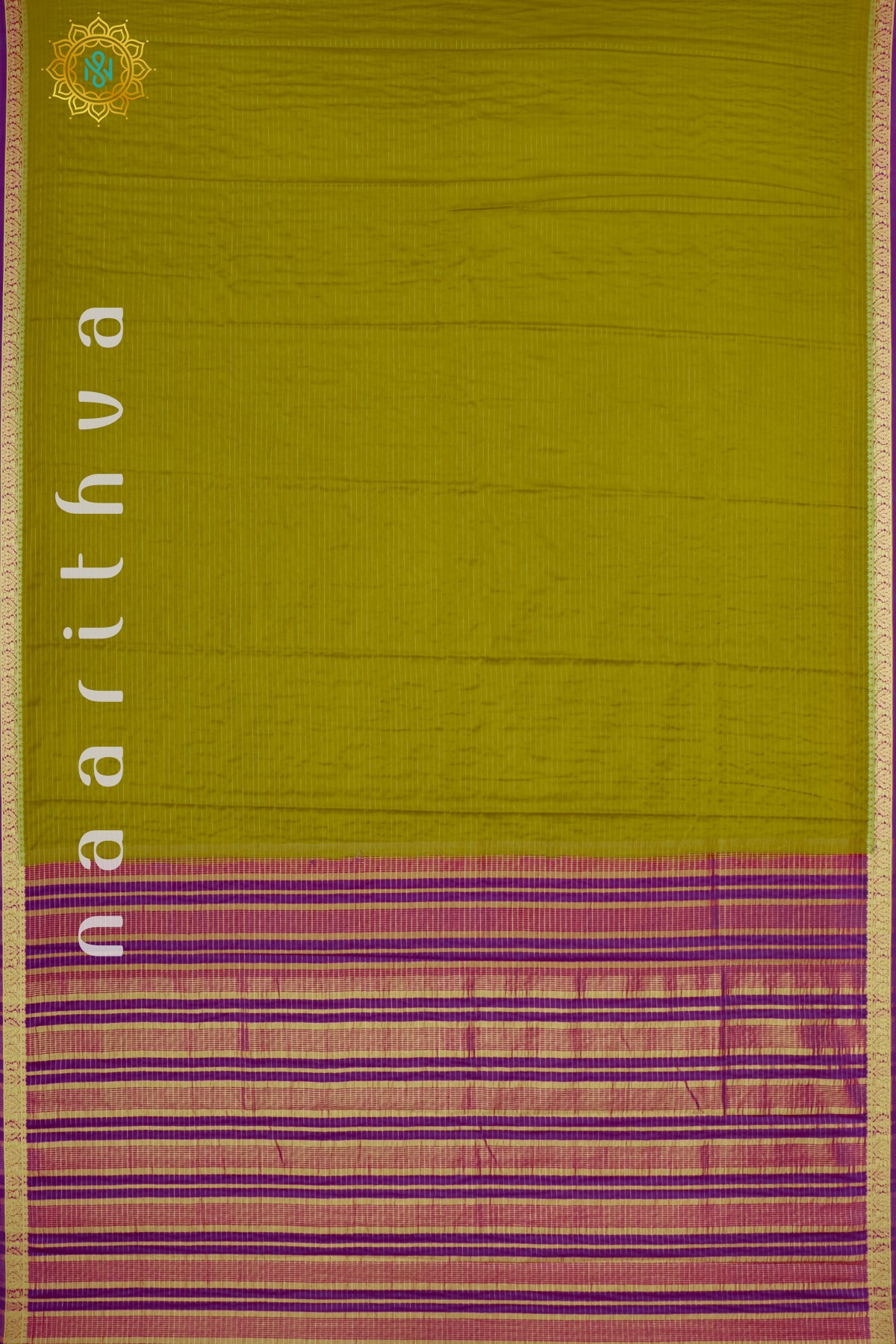 PARROT GREEN WITH MAGENTA - SEMI MYSORE CREPE SILK