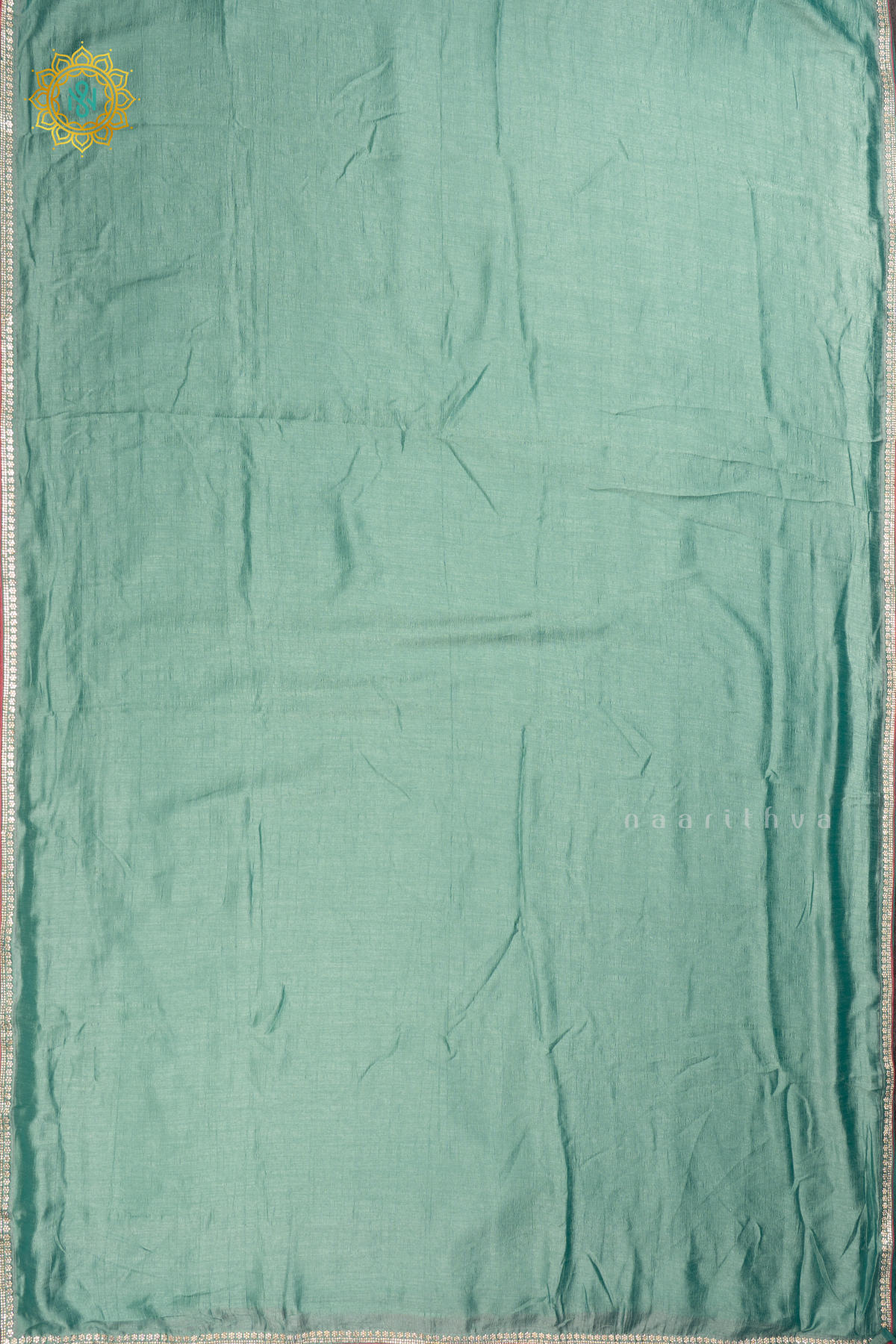 Blue with Pink - Party Wear Tussar Georgette Saree Allover Plain Body with Stone Work Border, with Contrast Blouse